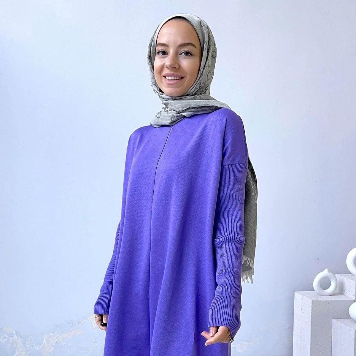 Elegant Lilac Mercerized Tunic for Women-Comfortable, Stylish, Lightweight with Side Slits -Perfect for Modest Fashion Enthusiasts,(KH-1747)