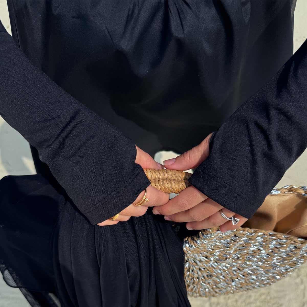 Coast 4 Piece Modest Hijab Swimsuit - Black Islamic Full Coverage Swimwear with Skirt & Sheer Cape - Quick Dry Design,(KH-2075) - image 4