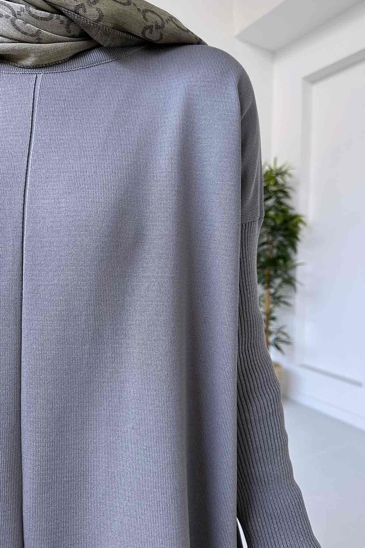 Elegant Gray Mercerized Tunic for Women - Soft Knit Fabric, Side Slit Design, Modest Wear, Perfect for Casual & Office Styles,(KH-1747) - image 5