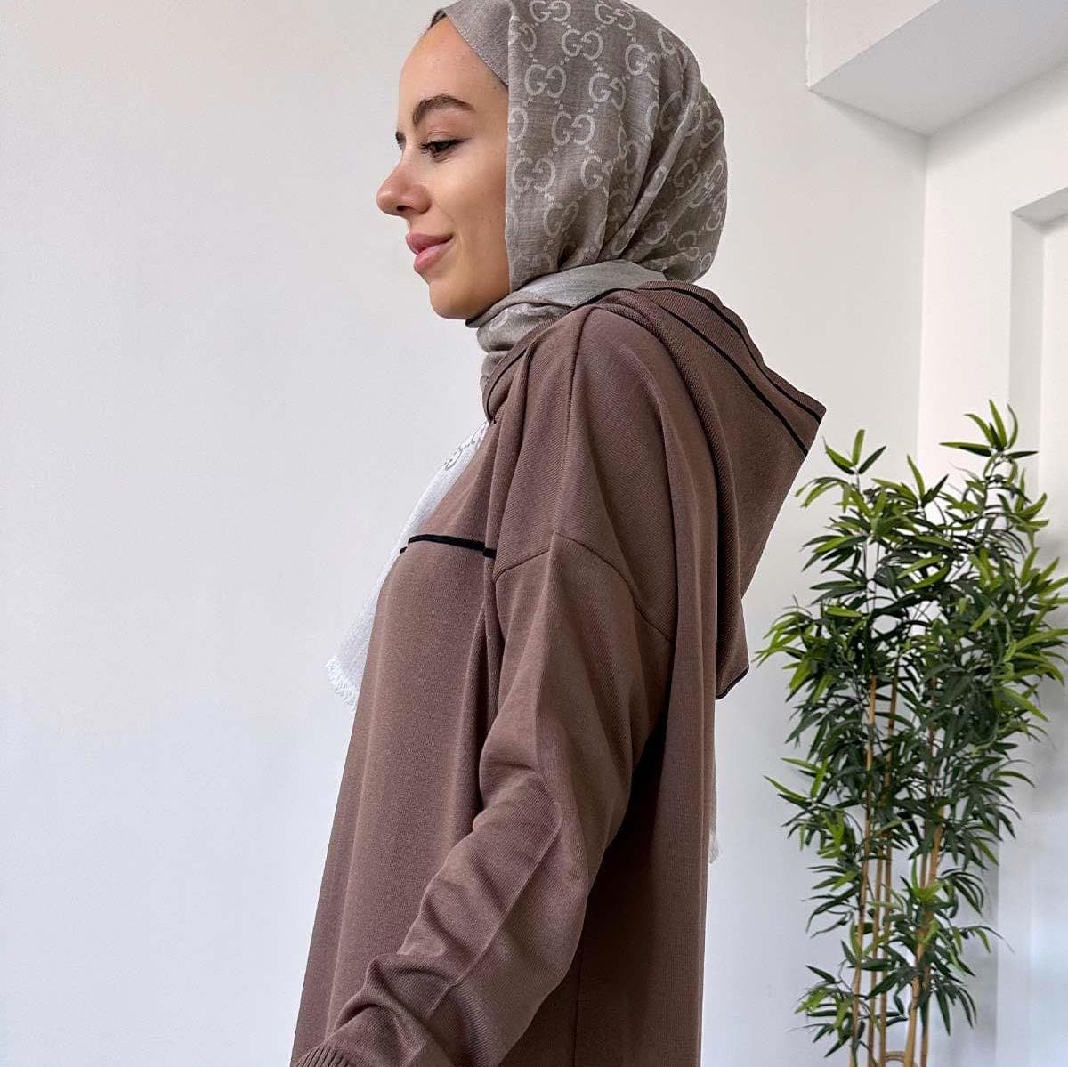 Hooded Mercerized Dress - Brown | Modest Fashion Long Dress for Women | Stylish & Comfortable Hoodie Dress for Casual Wear,(KH-1914) - image 4