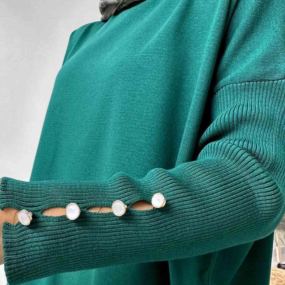 Emerald Sleeve Detail Mercerized Tunic for Modest Fashion–Lightweight, Elegant, and Comfortable Design, Perfect for Every Occasion,(KH-1795) - image 5