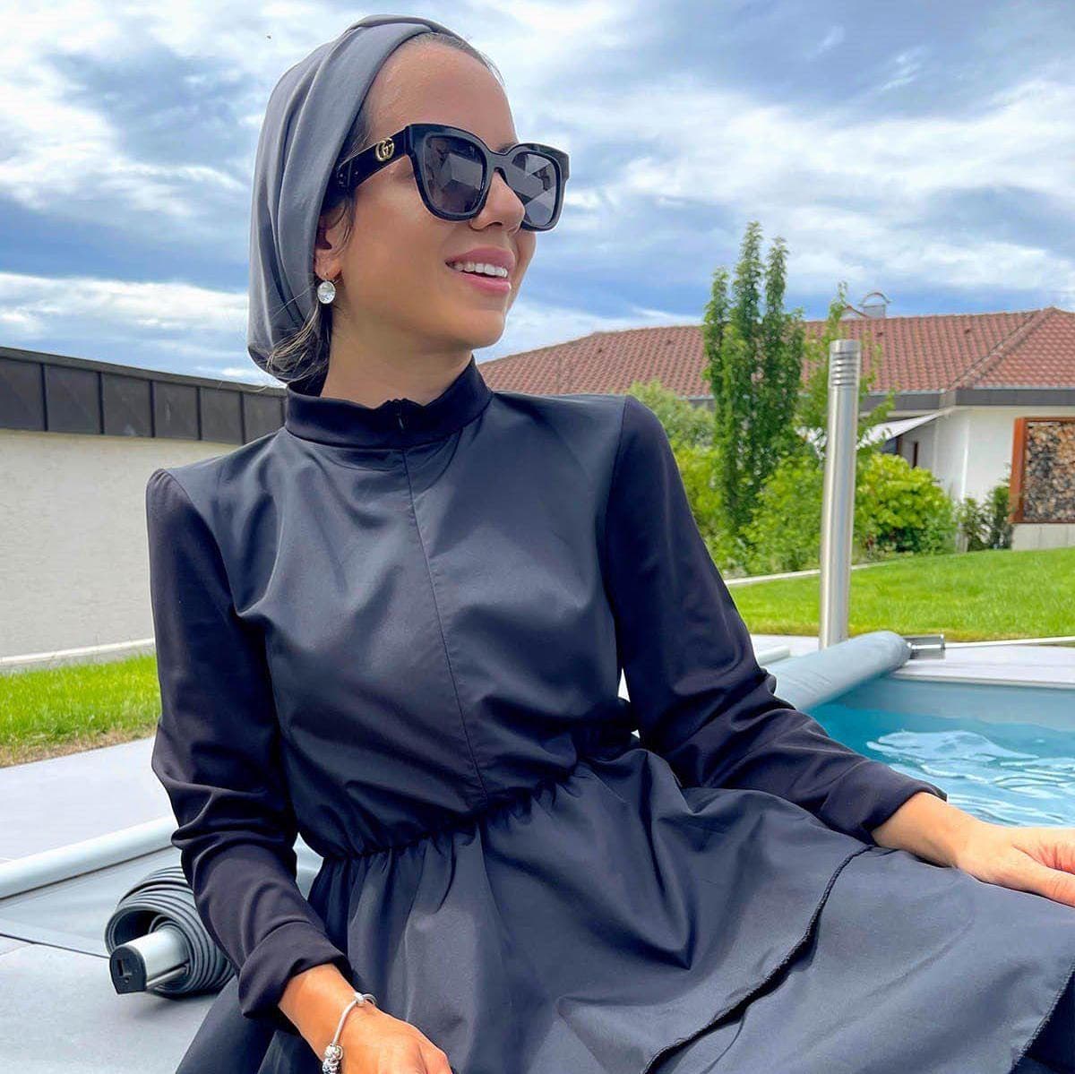 Elegant Princess Hijab Swimsuit for Modest Swimwear - Full-Coverage, Stylish Design, Perfect for Pool or Beach, Black Color,(KH-1629) - image 5