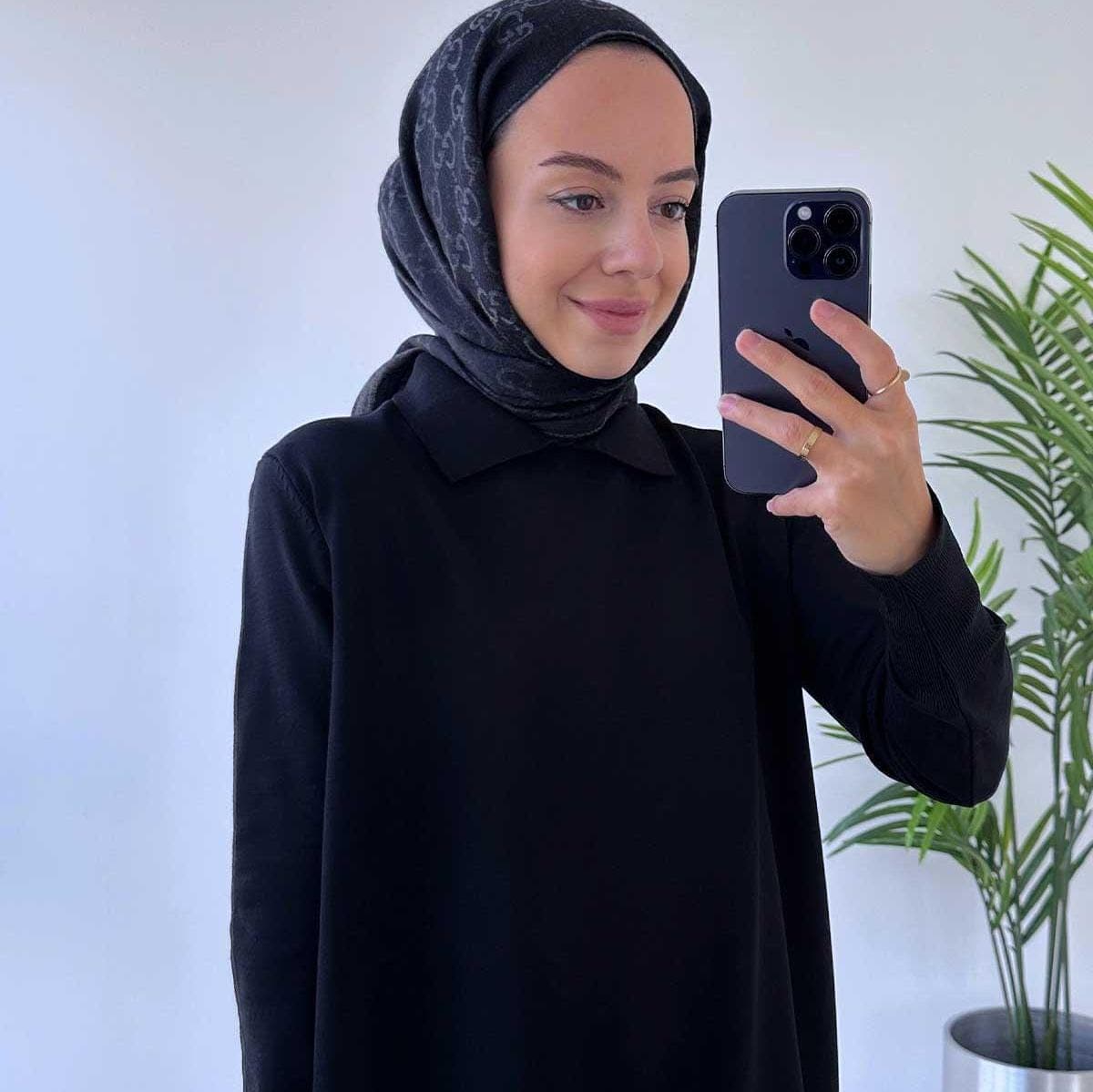 Elegant Black Shirt Collar Mercerized Dress – Modest Fashion Long Sleeve Minimal Style for Casual and Special Occasions,(KH-2011) - image 4