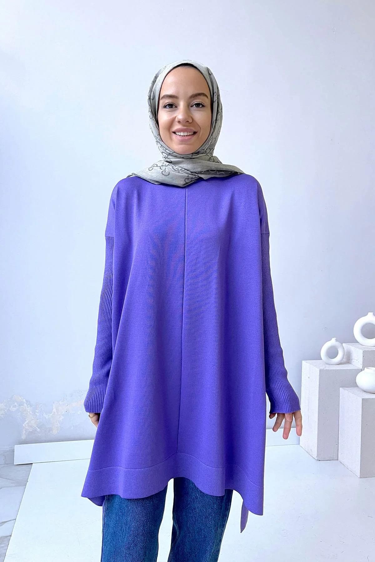 Elegant Lilac Mercerized Tunic for Women-Comfortable, Stylish, Lightweight with Side Slits -Perfect for Modest Fashion Enthusiasts,(KH-1747) - image 4