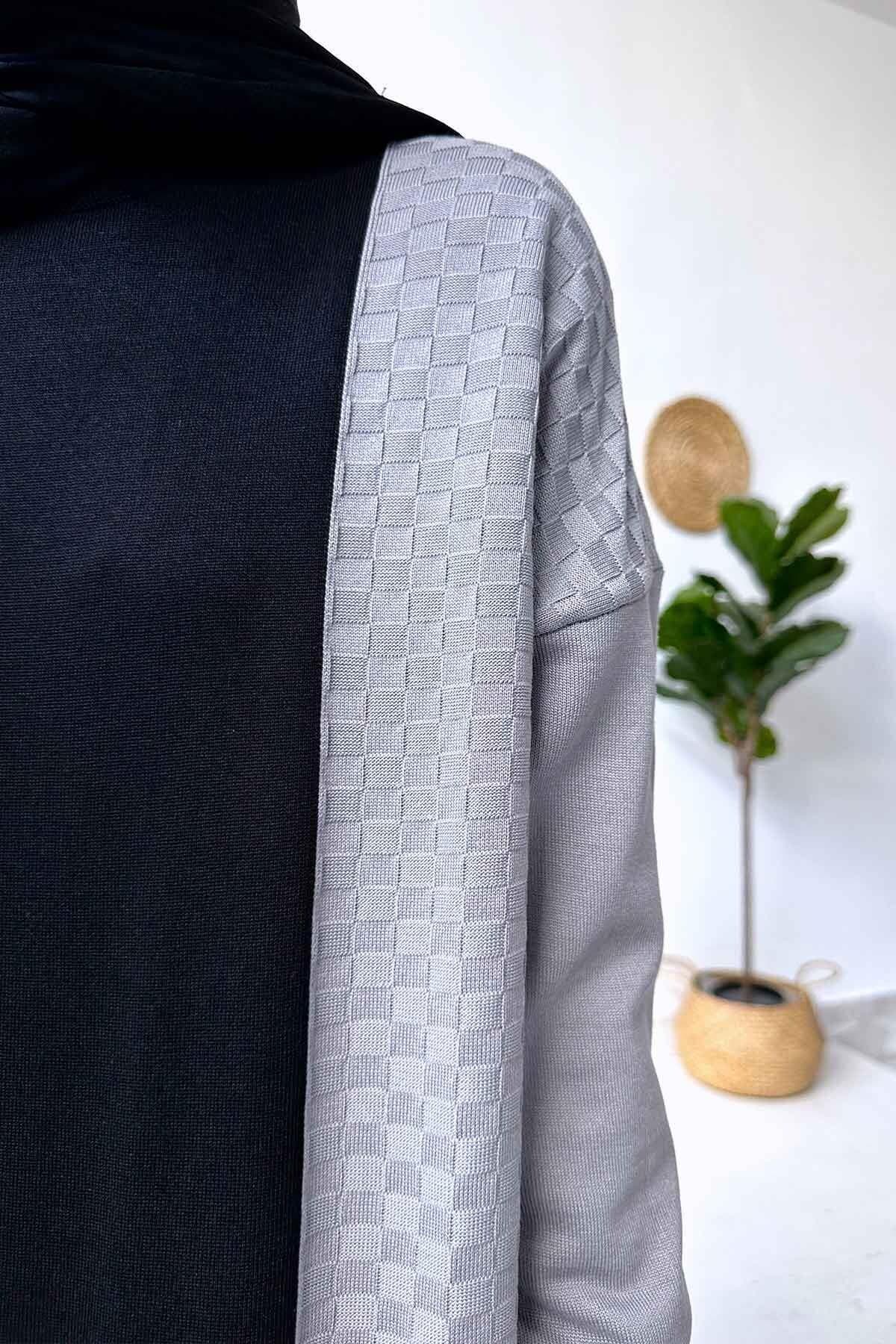 Elegant Gray Dama Mercerized Dress - Stylish Modest Wear with Unique Textured Pattern - Perfect for Formal and Casual Occasions,(KH-1877) - image 4