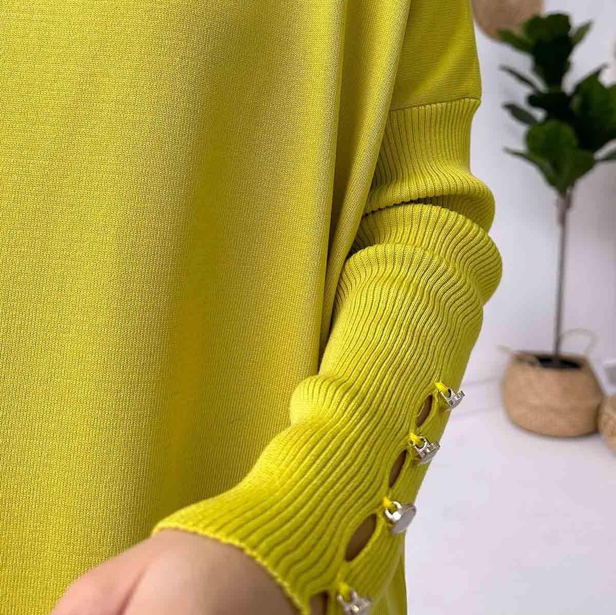Sleeve Detail Mercerized Tunic - Oil Green | Modest Clothing | Lightweight Knit Tunic for Casual and Formal Occasions,(KH-1795) - image 5