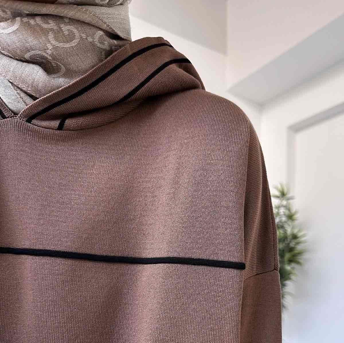 Hooded Mercerized Dress - Brown | Modest Fashion Long Dress for Women | Stylish & Comfortable Hoodie Dress for Casual Wear,(KH-1914) - image 3