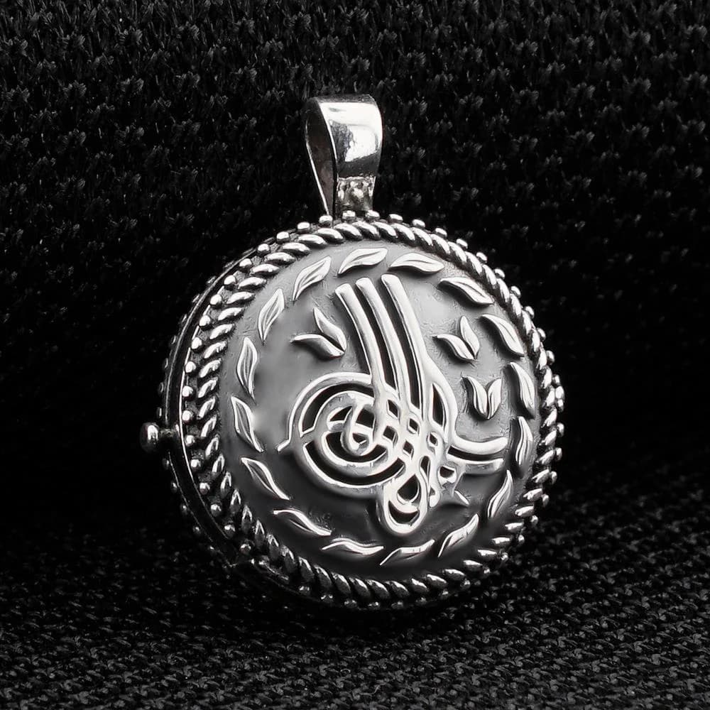 Sterling Silver Ottoman Tugra taweez Locket necklace Amulet Talisman Prayer Box pendant hand made taweez holder Taveez holder mens neckkace