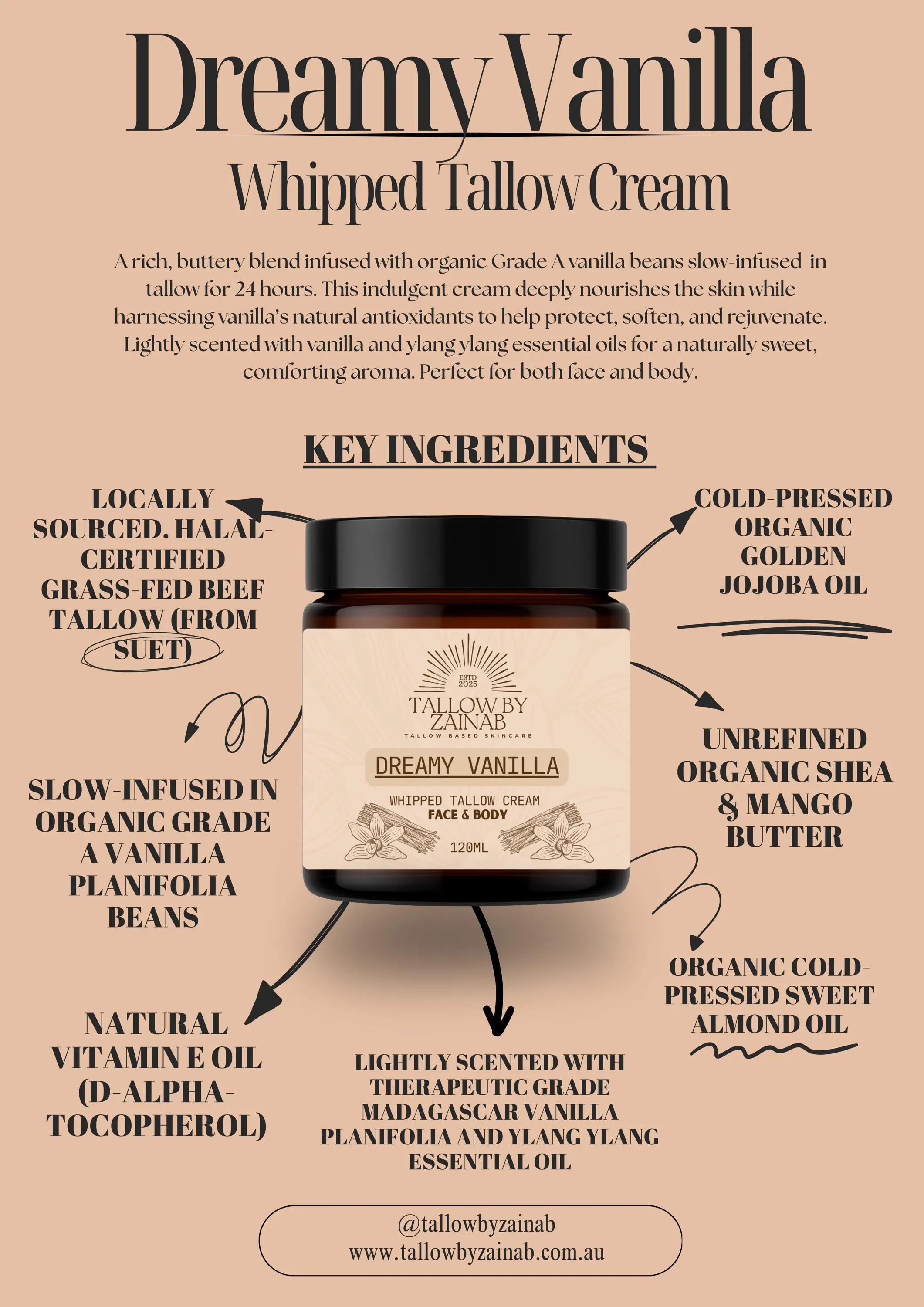 Vanilla Whipped Tallow Cream – Grass-Fed, All-Natural & Halal 120ml - image 3