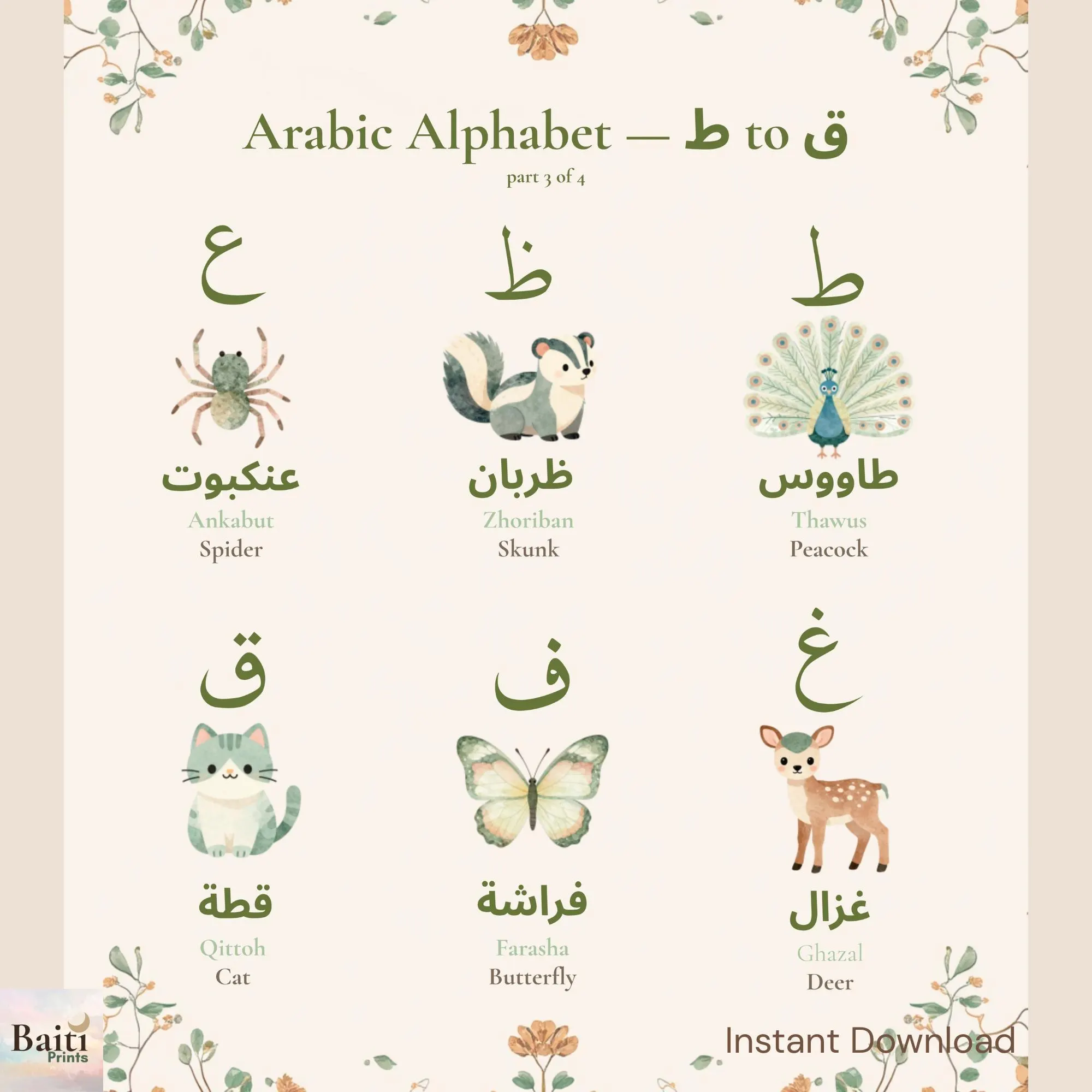 Arabic Alphabet Wall Art Bundle: Islamic Nursery Decor, Educational Prints (Instant Download) - image 5
