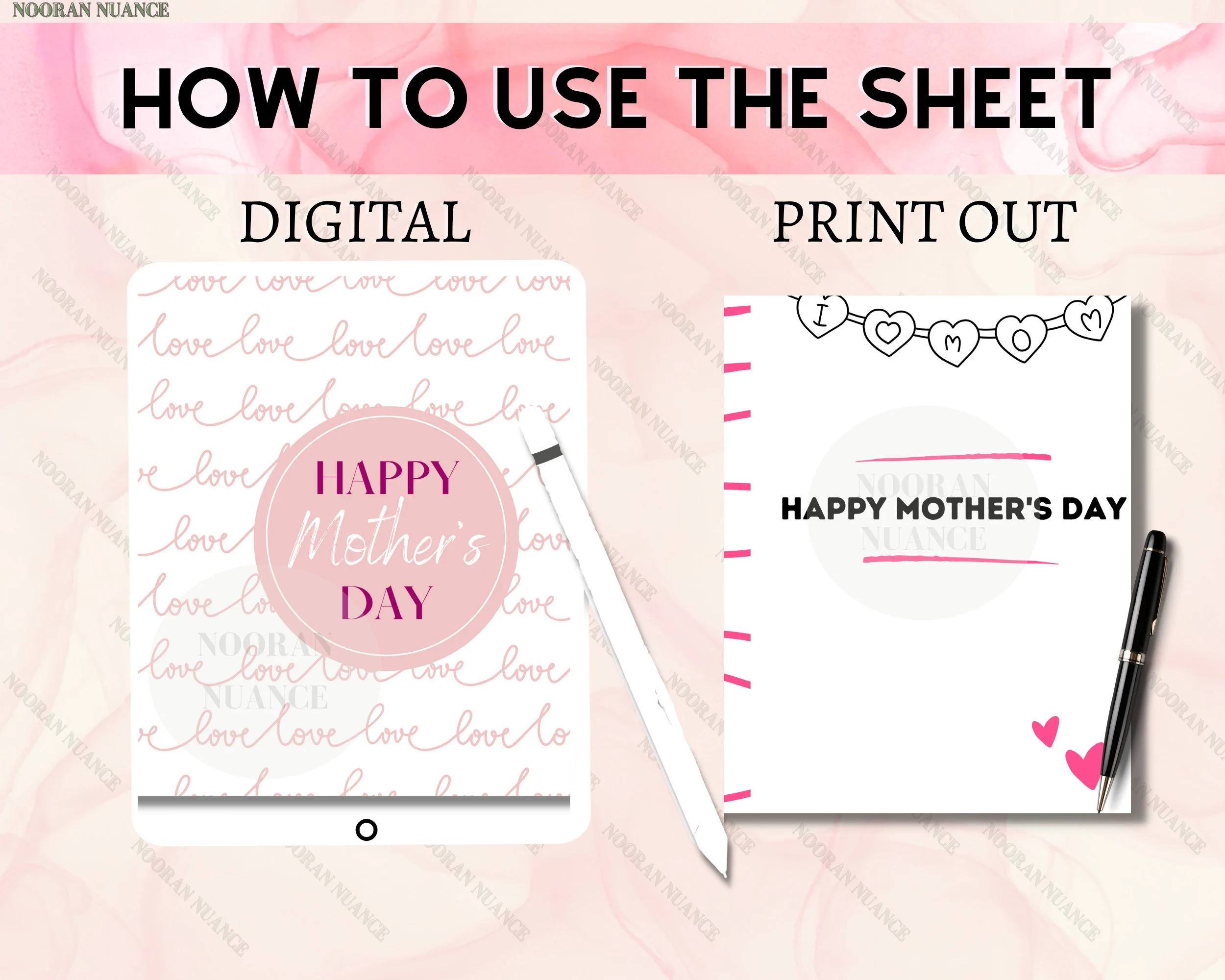 Mother's Day Coloring Card | Abstract, Geometric, Floral & More Designs | Digital Download PDF - image 2