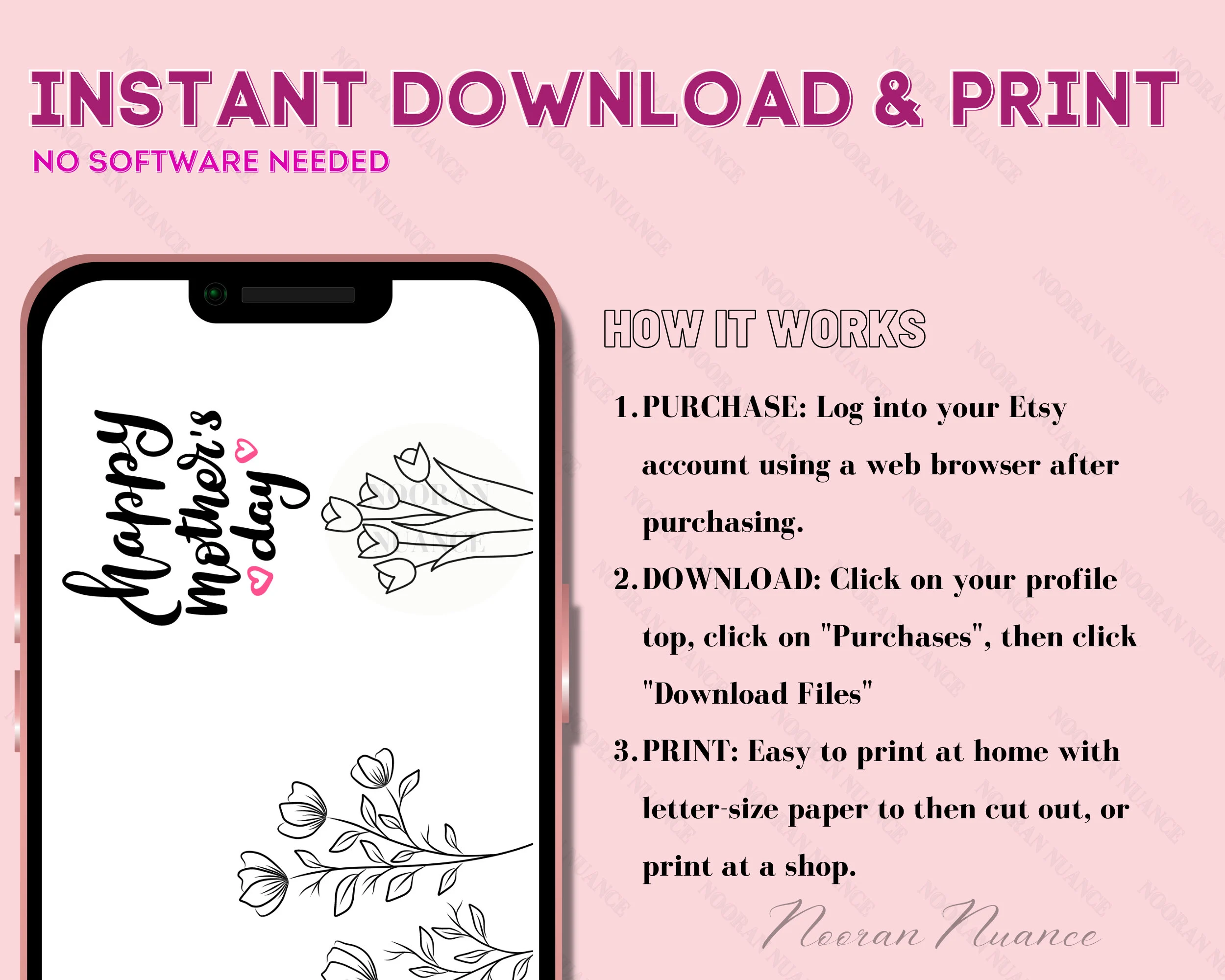 Mother's Day Coloring Card | Abstract, Geometric, Floral & More Designs | Digital Download PDF - image 4