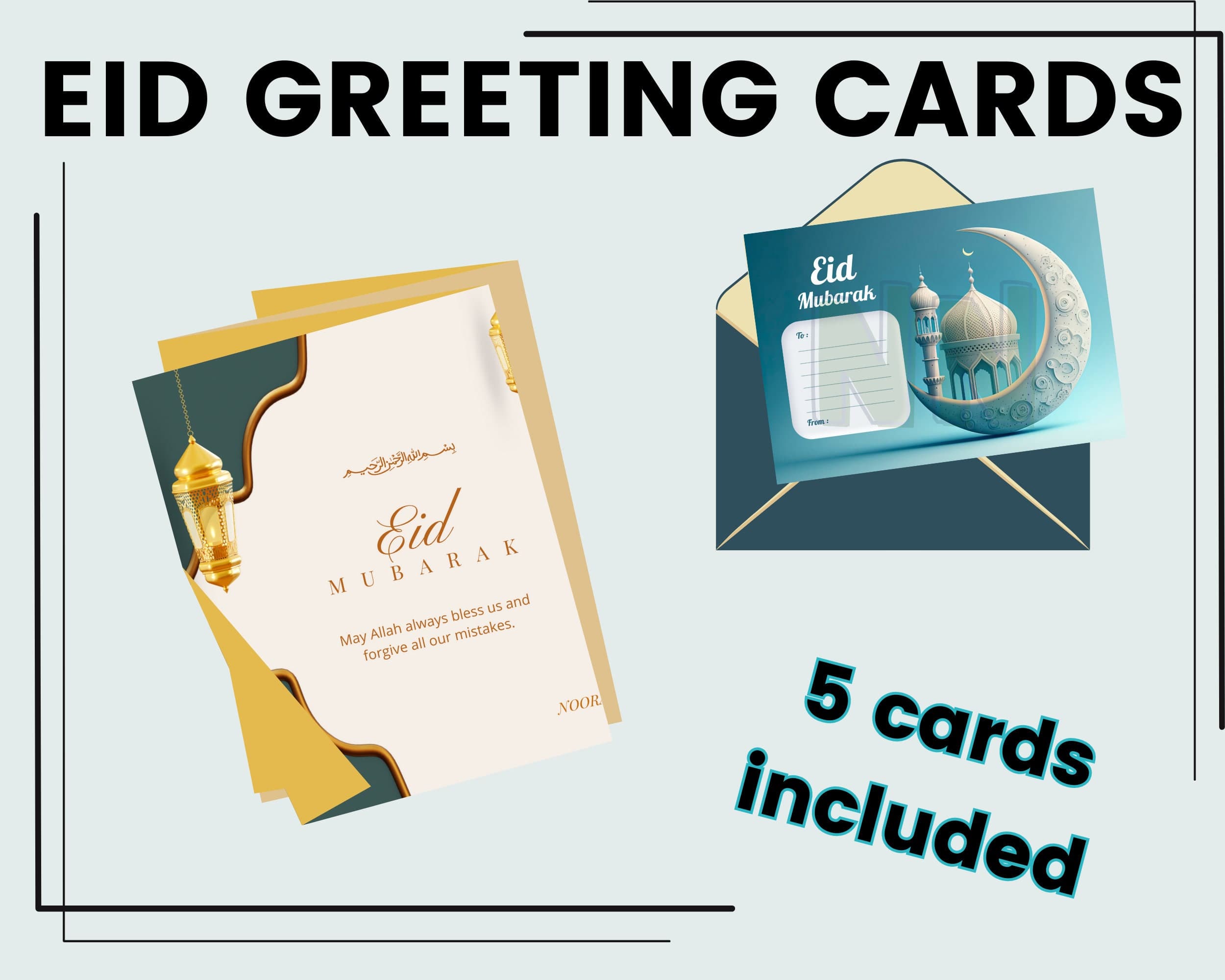 Eid Mubarak Greeting Cards: Festive Muslim Designs (Digital Download)