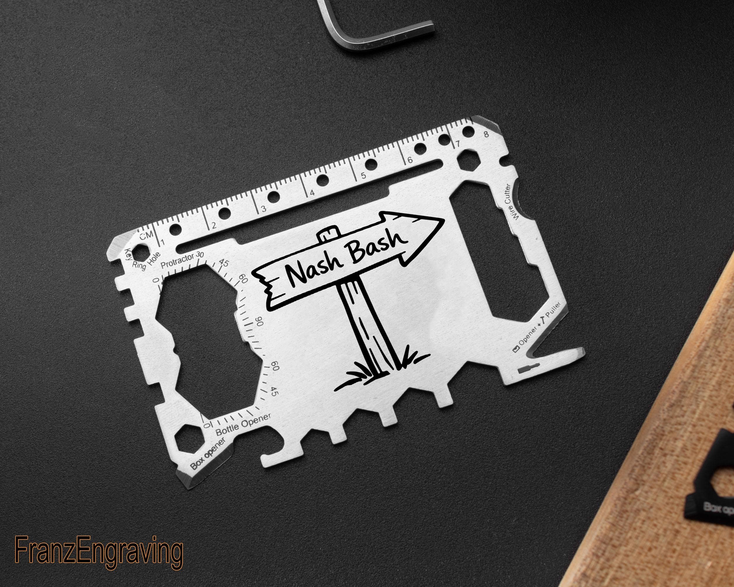 Personalized Name Bash Multitool Wallet Card, Custom Sign Engraved EDC Tool, Birthday Gift for Him, Anniversary Party Wedding Card