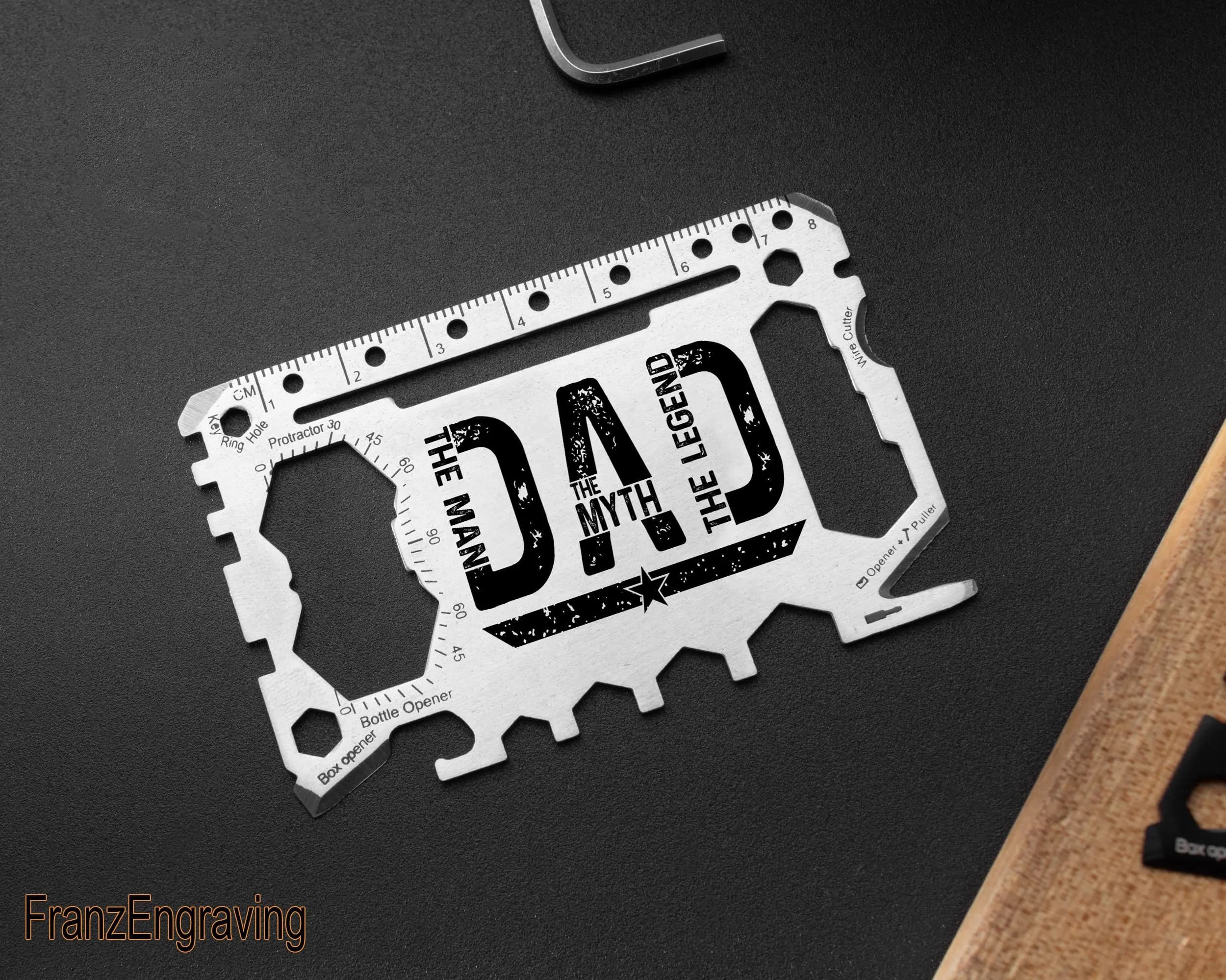 Dad The Man The Myth The Legend Engraved Multitool Wallet Card, Vintage Father Gift, Distressed EDC Tool, Fathers Day Gift