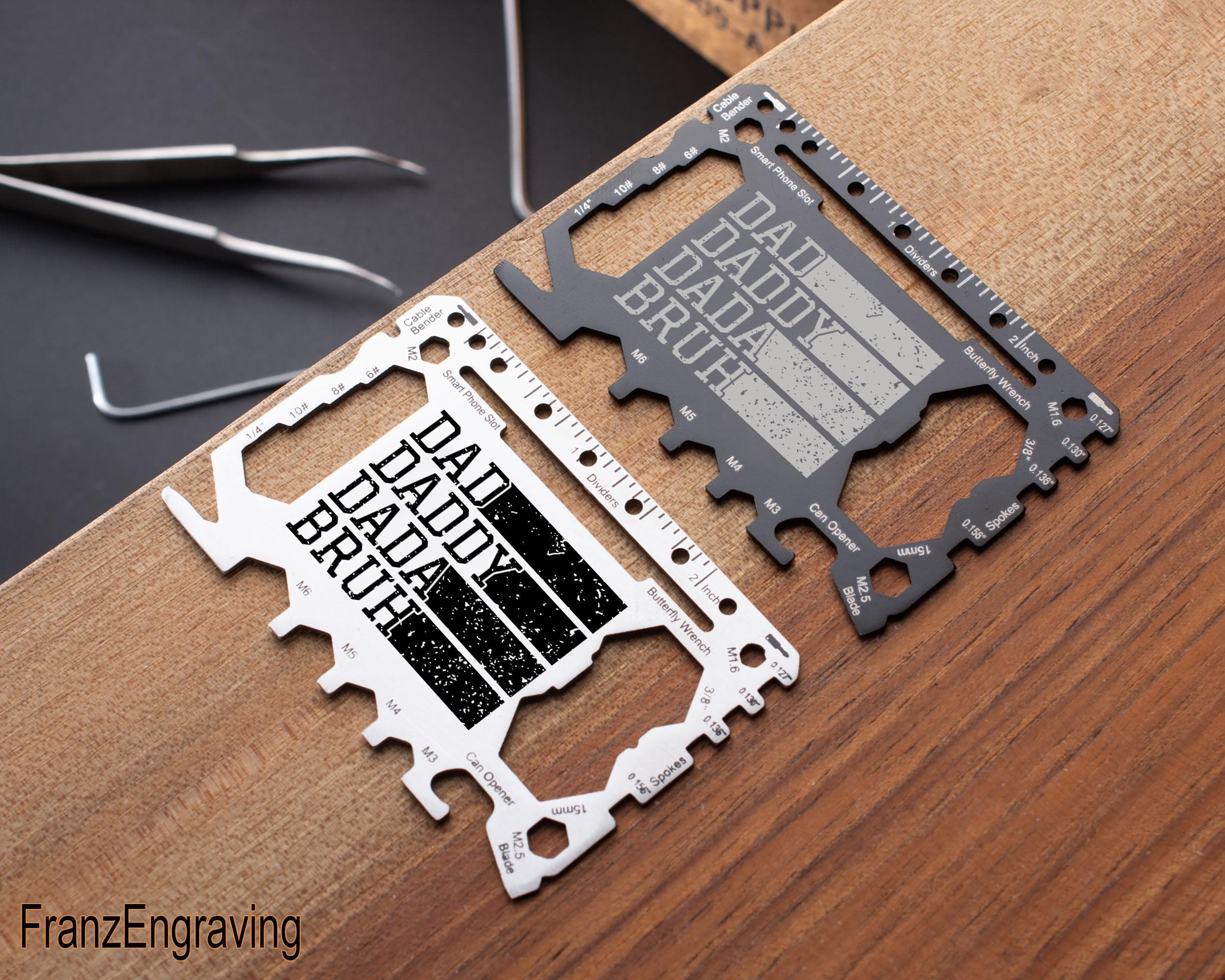 Dad Daddy Dada Bruh Engraved Multitool Wallet Card, Funny Father Gift, Distressed Flag EDC Tool, Fathers Day Gift for Him - image 3
