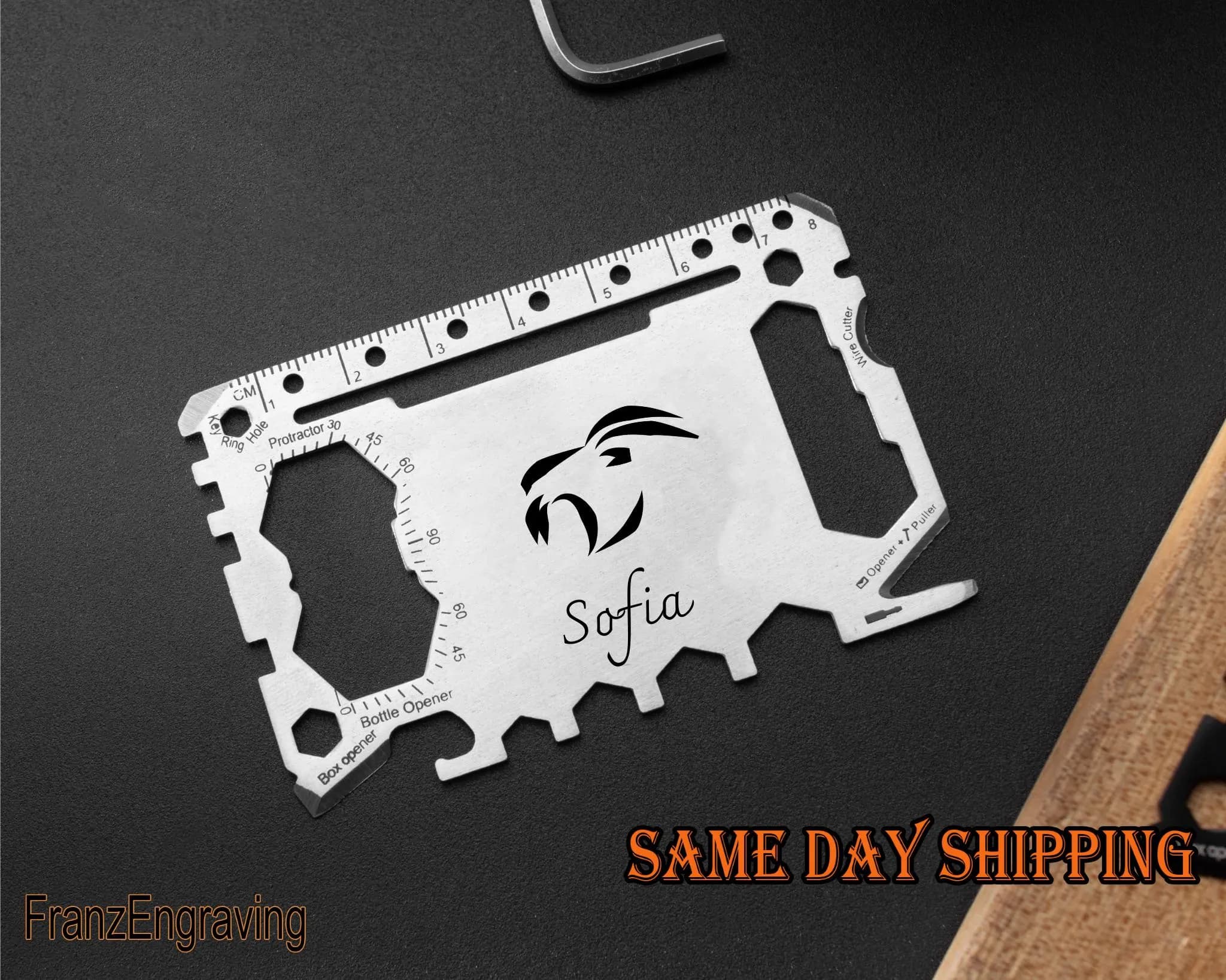 Engraved Capricorn Zodiac Multi-Tool Card: Personalized Stainless Steel Wallet Tool