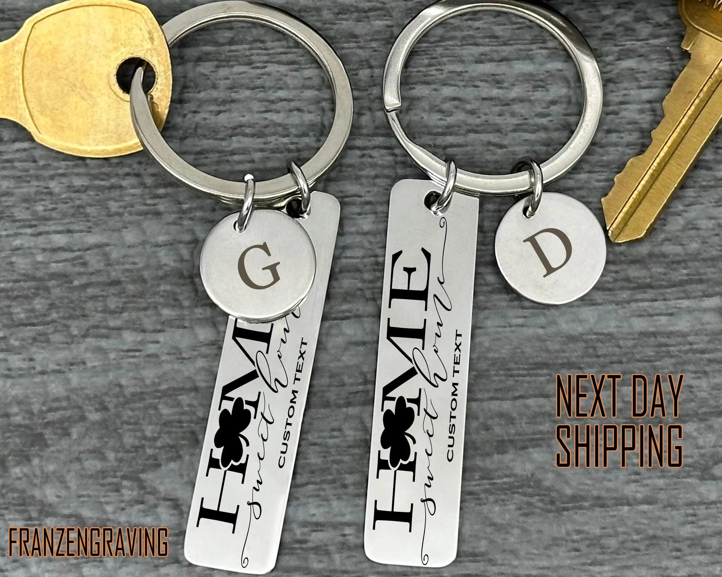 Home Sweet Home Keychain, Housewarming Gift, New Homeowner Gift, Personalized Engraved Keychain, Custom Name Keyring, Realtor Closing Gift