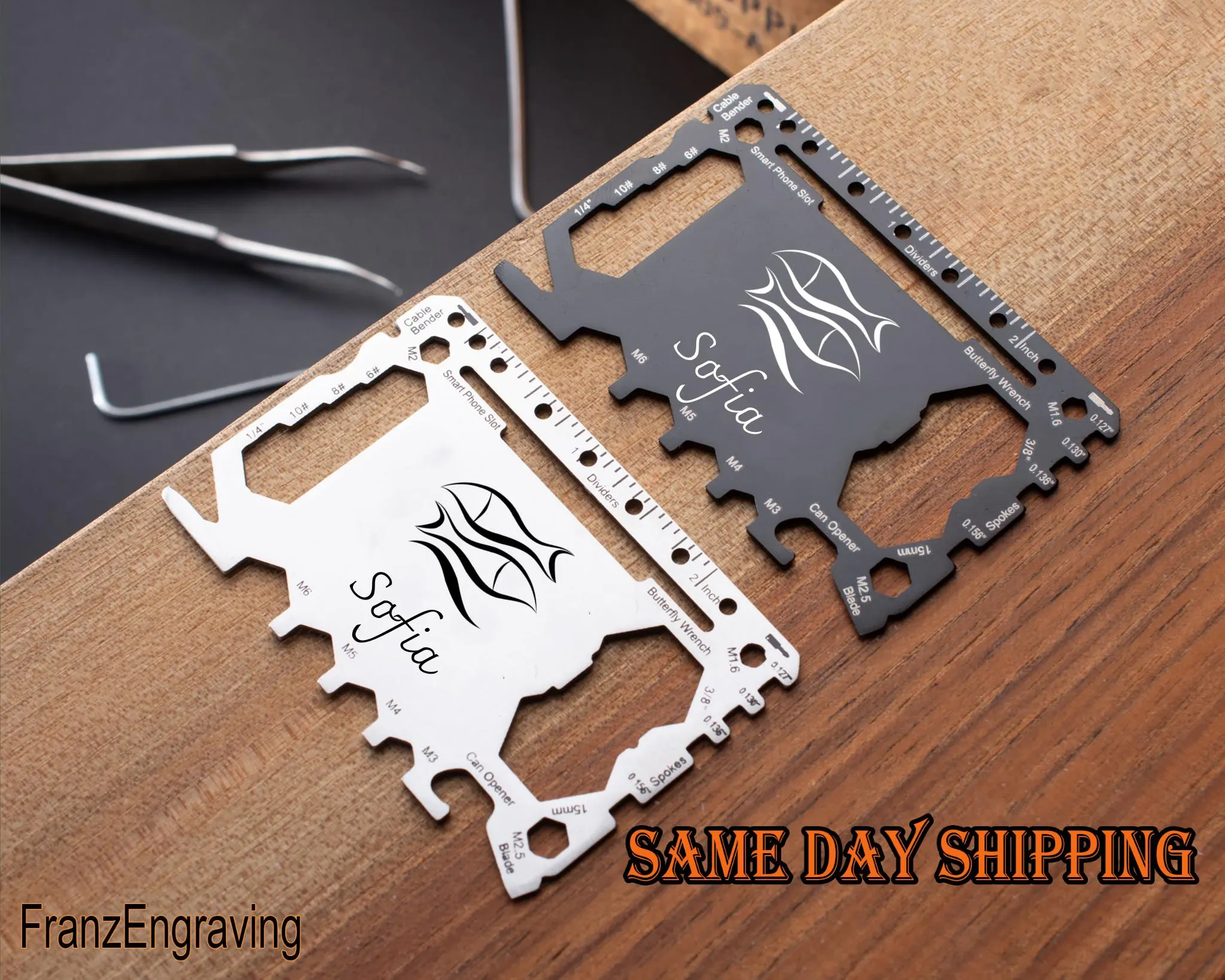 Personalized Zodiac Multi Tool Card: Stainless Steel, 18-in-1 Pocket Tool - image 3