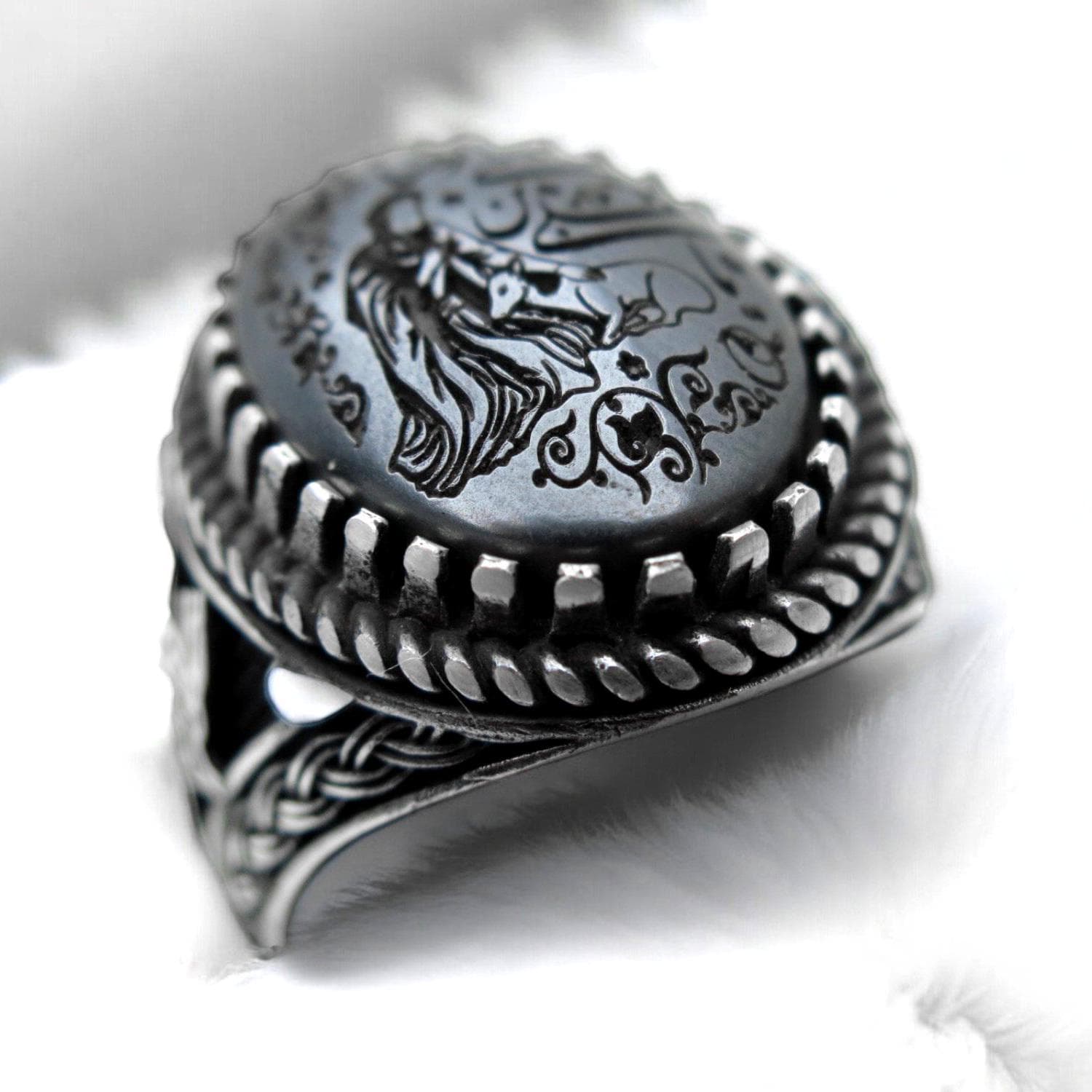Engraved Hematite Sterling Silver Ring – Ya Ali Ibn Musa Al-Reza, Spiritual - image 5