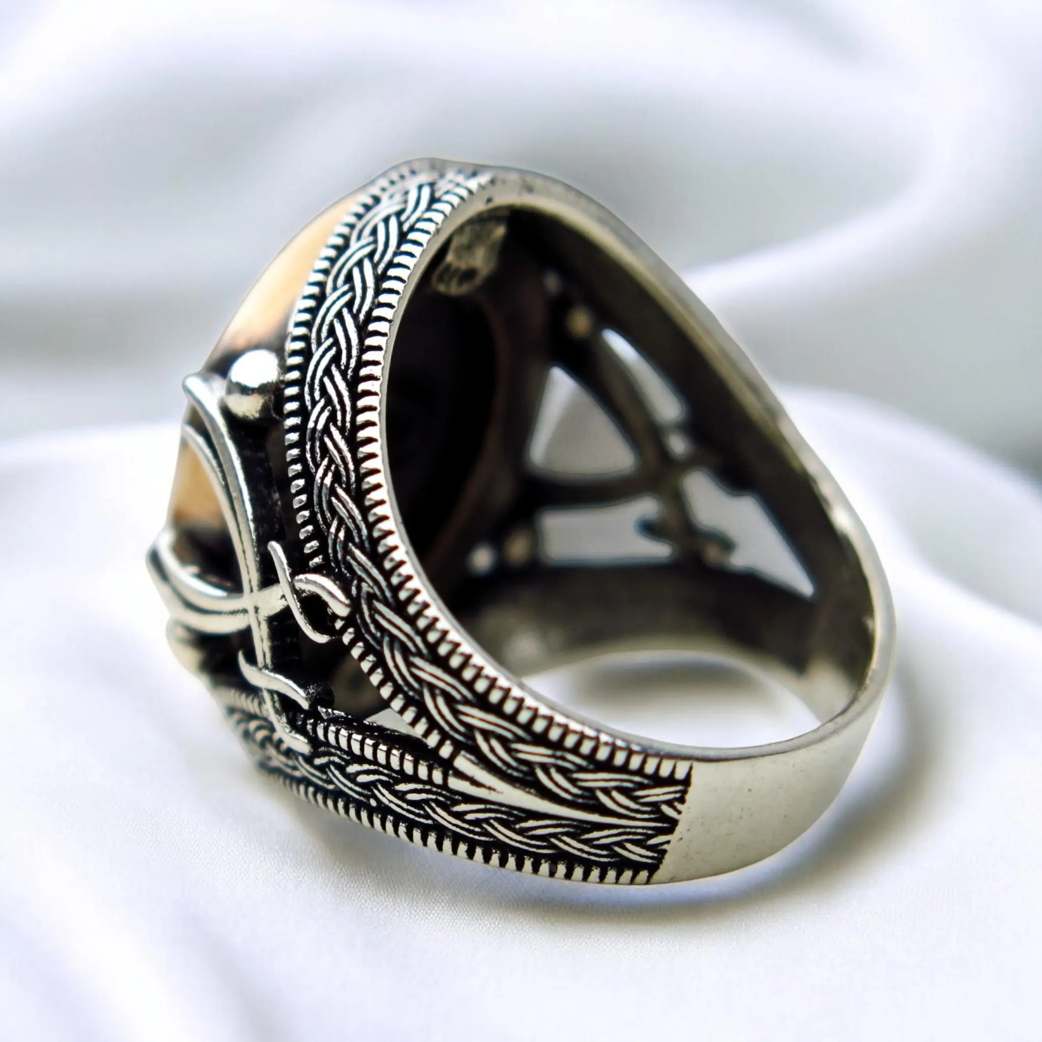 Ya AbalFadl Al-Abbas Ring - Hematite Hadid Stone Engraved - 925 Sterling Silver - Spiritual Protection - image 5