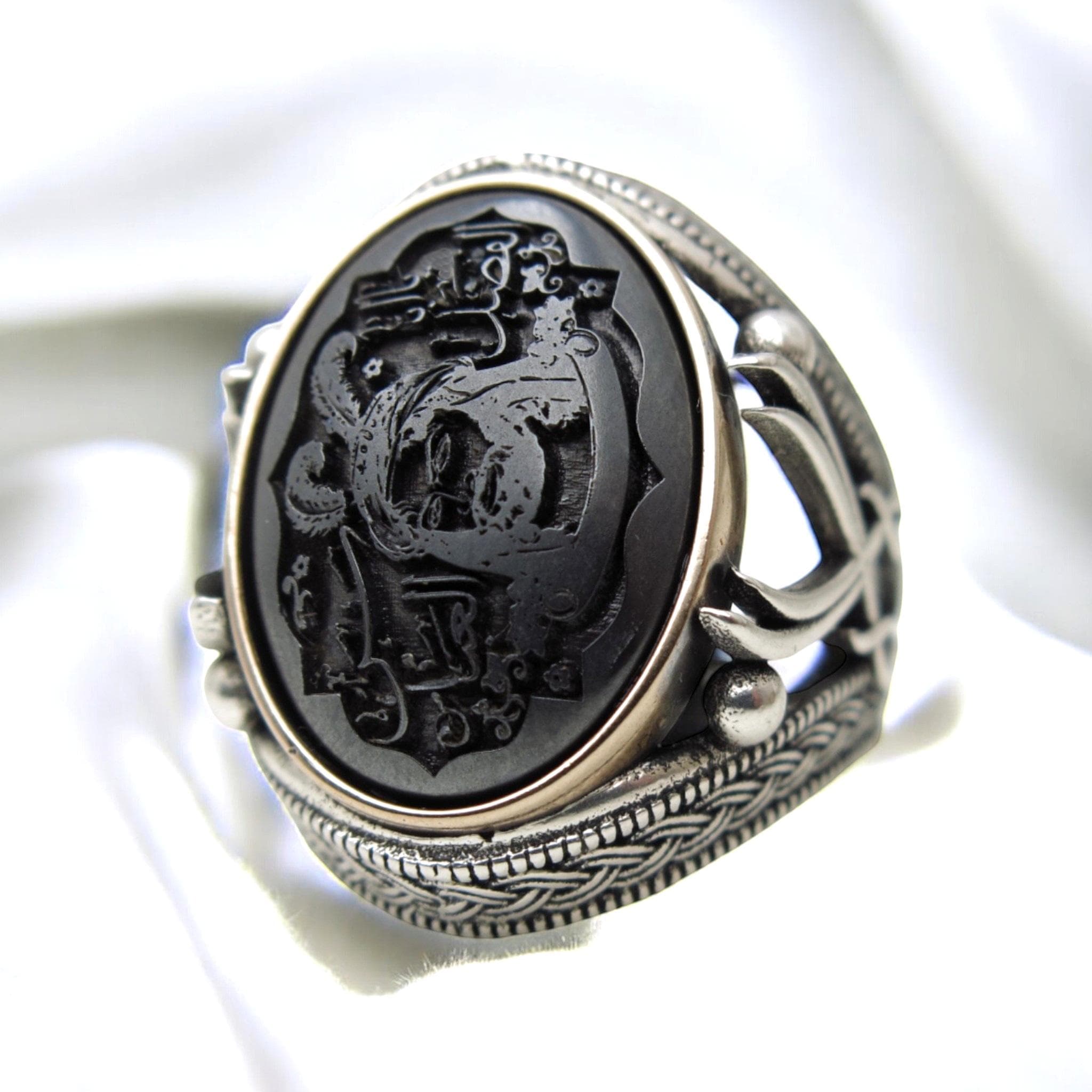 Ya AbalFadl Al-Abbas Ring - Hematite Hadid Stone Engraved - 925 Sterling Silver - Spiritual Protection - image 4