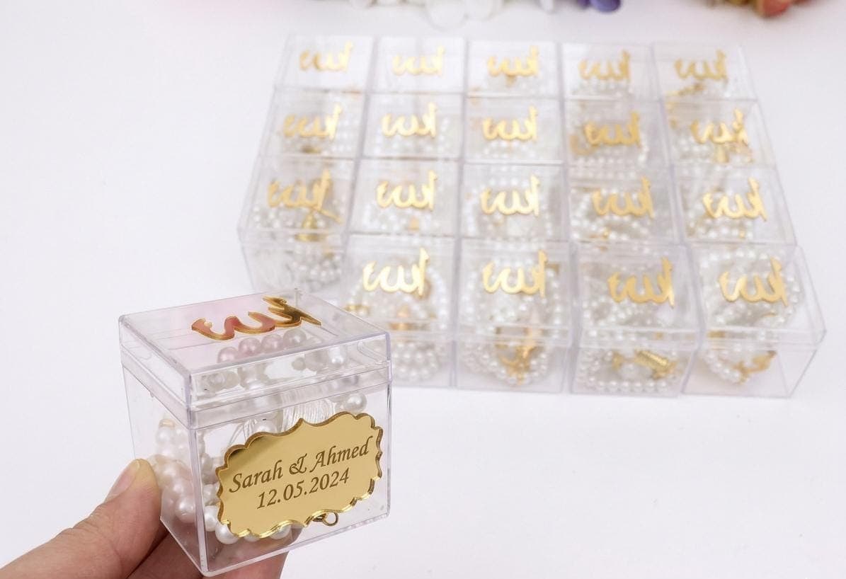 Personalized Pearl Tasbih, Islamic Favors, Custom Muslim Wedding Gift, Nikkah Favors, Eid Mubarak - image 4