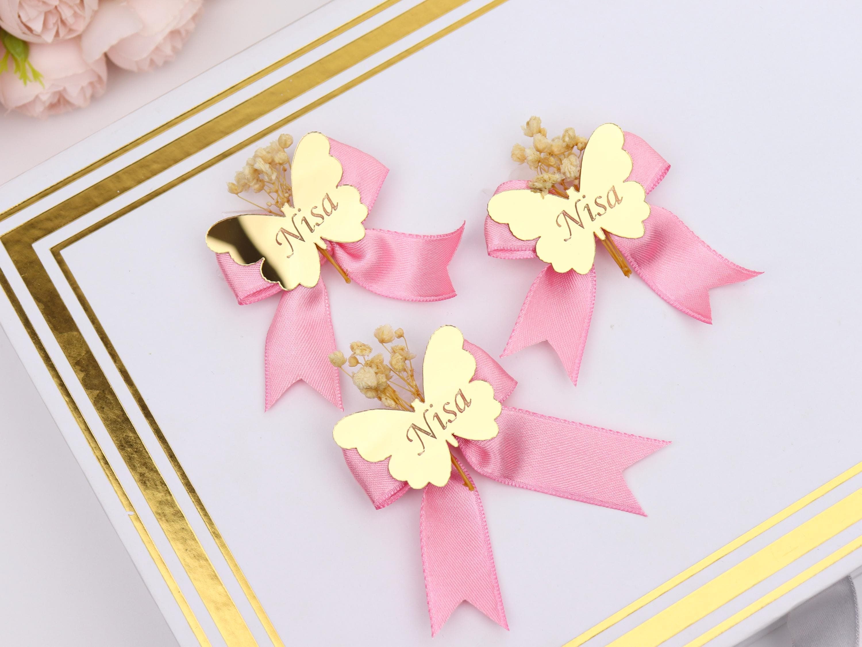 Custom Gold Acrylic Butterfly Favor Tag: Party Favors, Welcome Baby Shower Favor, Wedding  İnvitations - image 3