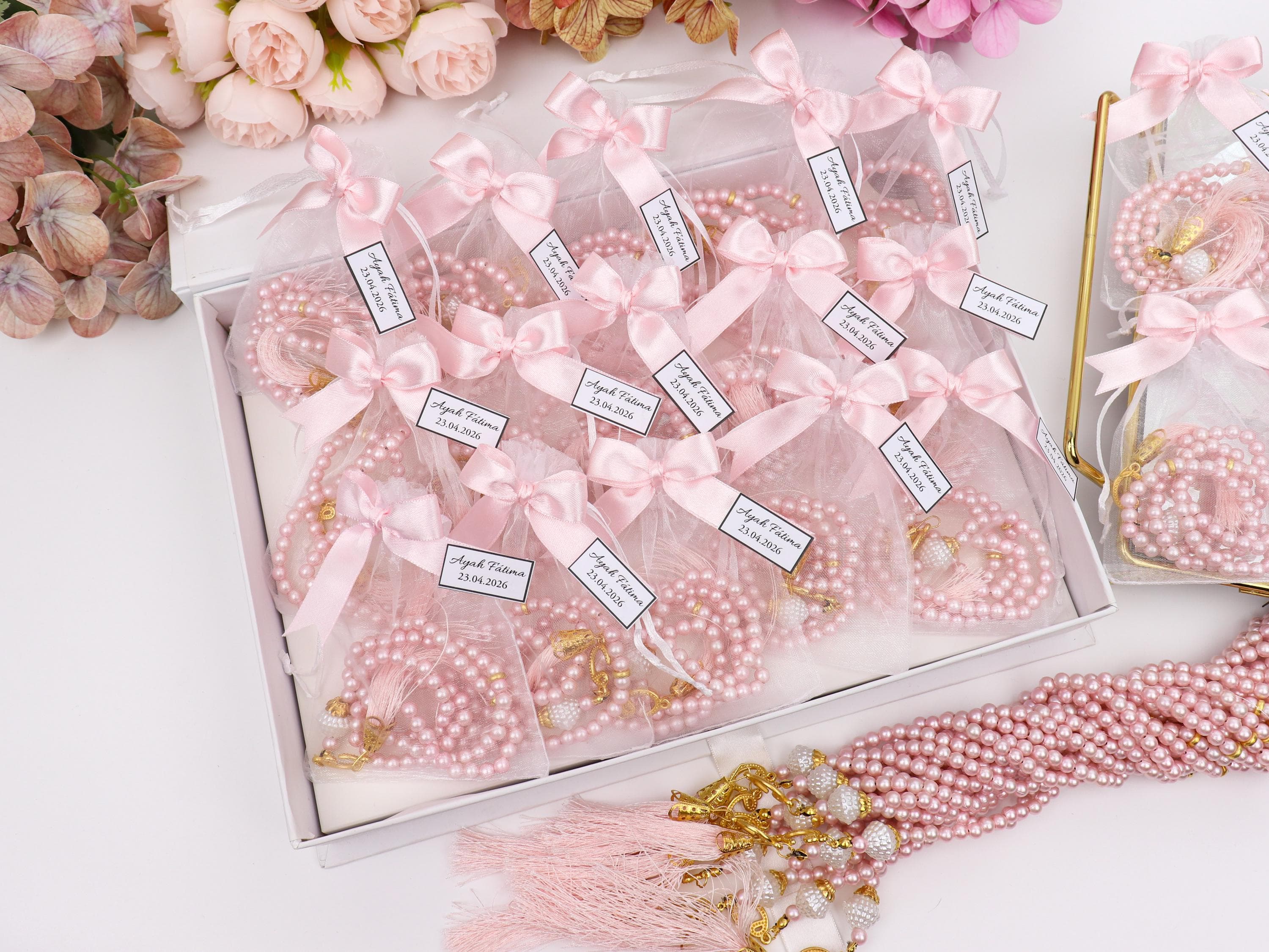 Baby Blue Pearl Tasbih Gift, Prayer Beads: Muslim Wedding Gifts, Welcome Baby Shower Favor - image 4