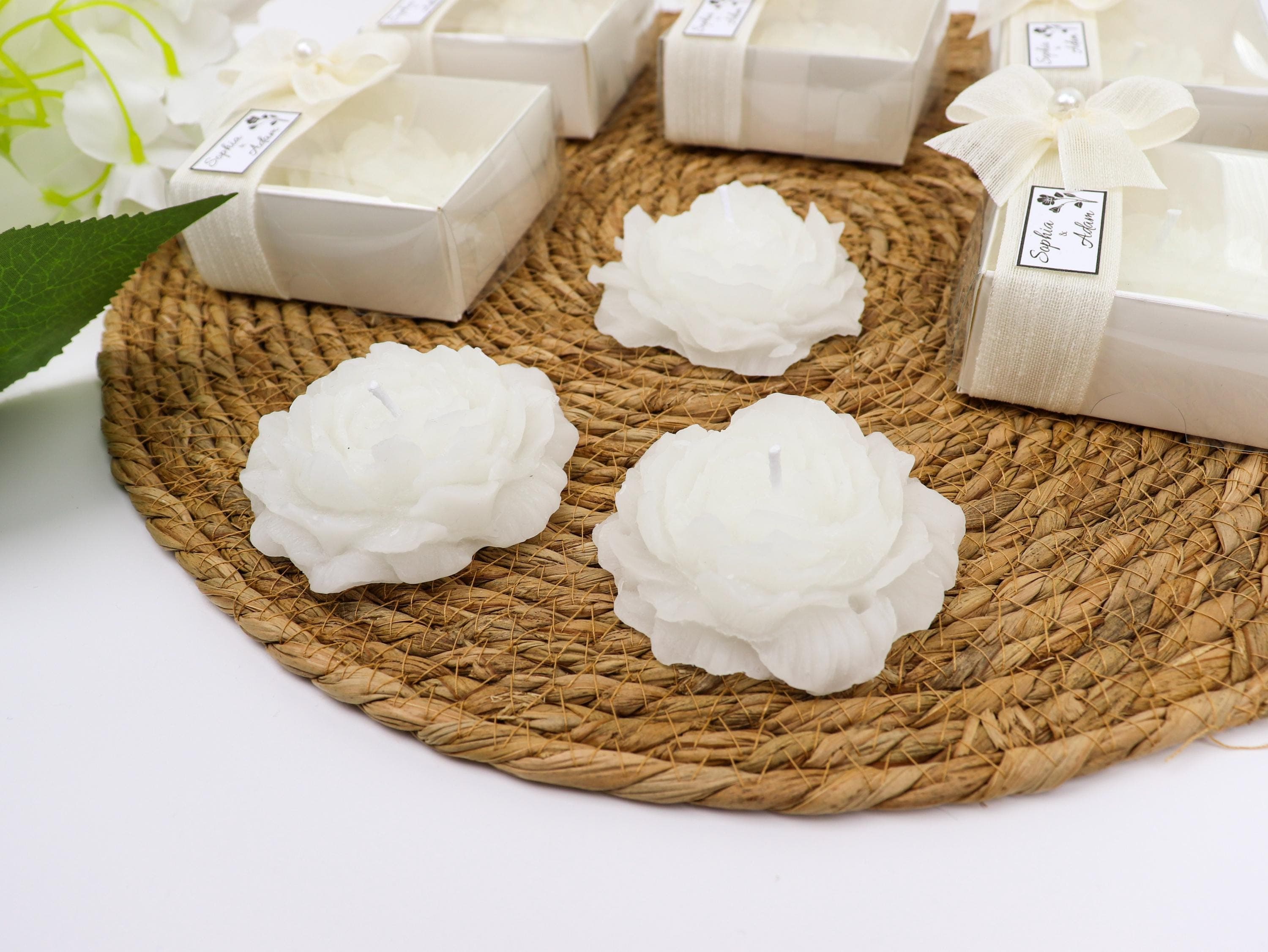 Personalized Wedding Candle Favor, Peony & Rose Candle, Bridesmaid Nikkah Gift - image 4