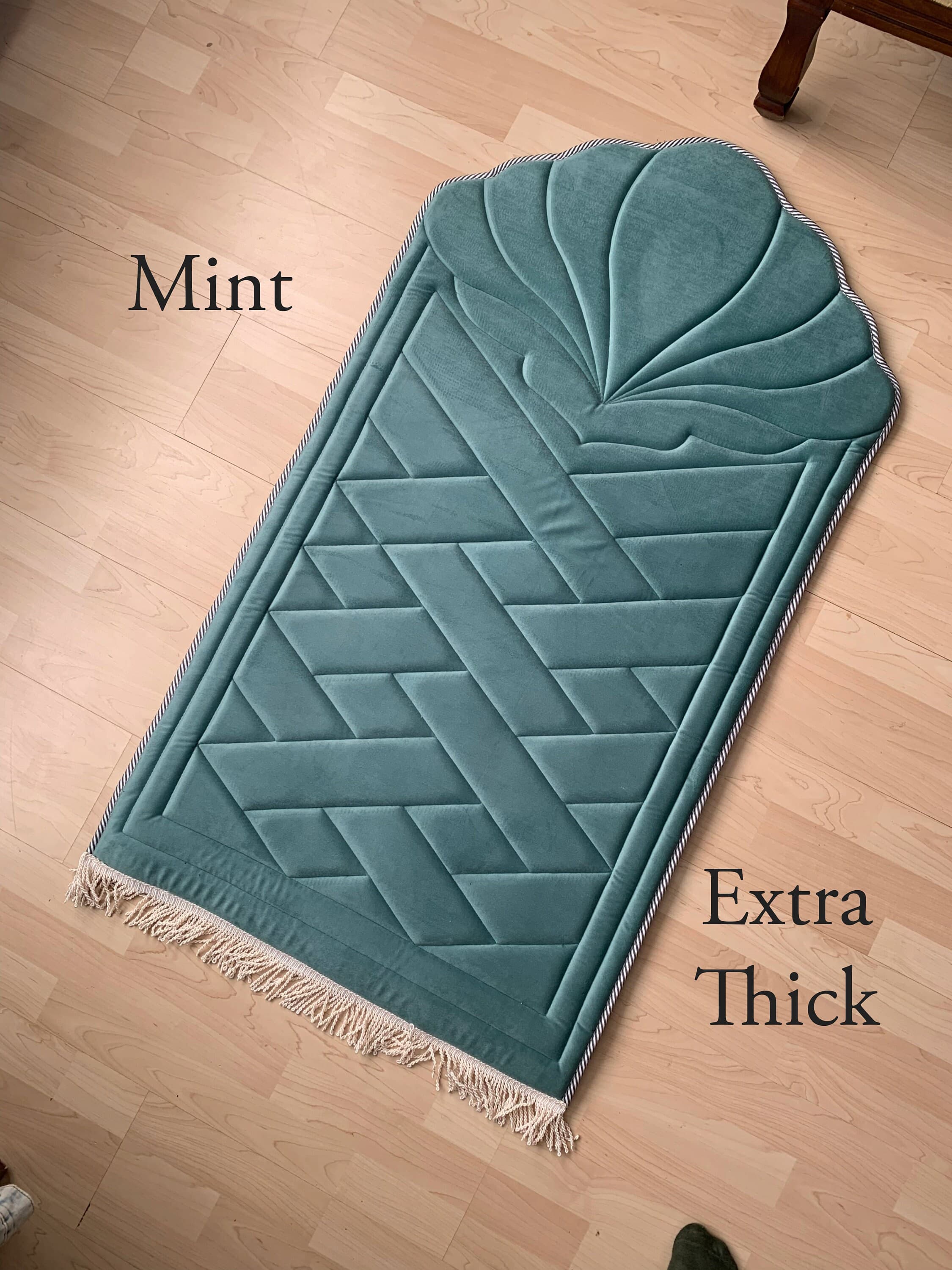 Thick foam padded Muslim prayer mat for daily salah. Comfortable Islamic prayer rug with soft cushioning, ideal for men, women, elders. Perfect padded Janamaz for home or travel use. Ramadan, Eid, Umrah, Hajj gift idea. Modern Islamic decor, foldable and lightweight mat for spiritual comfort. Muslim gift for him or her. Elegant and durable prayer rug for knees and back support. muslim wedding gift, muslim nikkah gift, muslim friend gift, islamic gift for dad