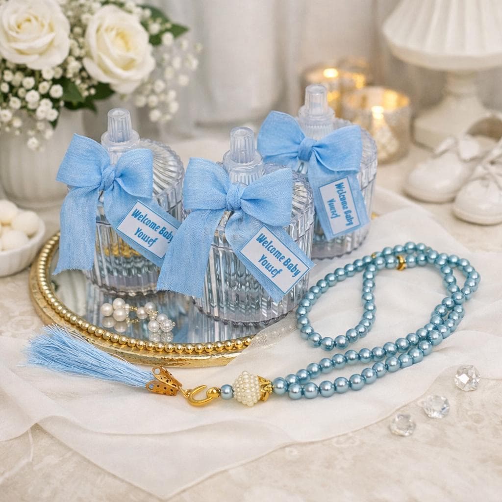 Baby Blue Pearl Tasbeeh: Islamic Baby Shower Favor, Muslim Gift