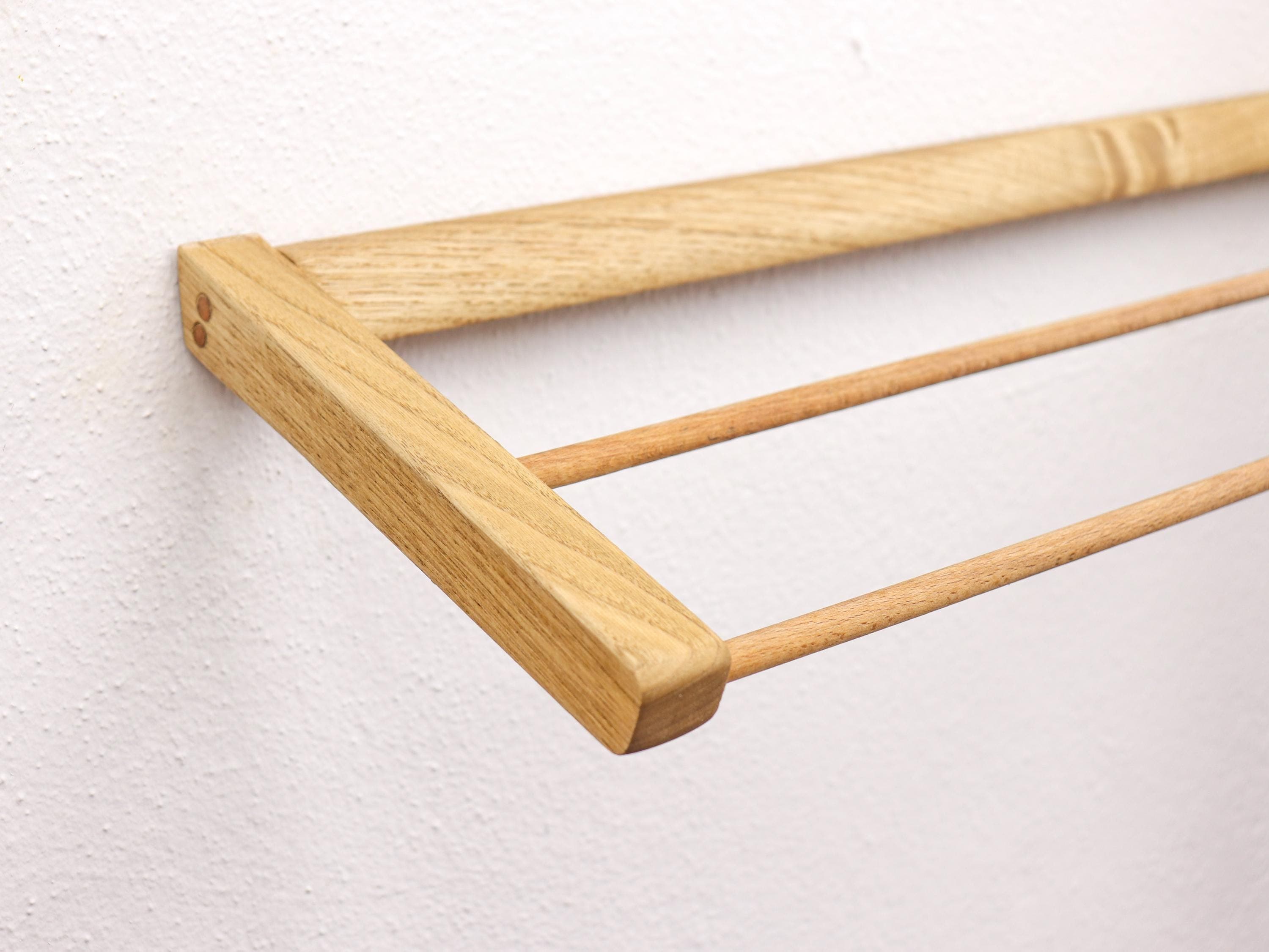 Handmade Chestnut Wood Towel Hanger, Slanted Wall Mounted Kitchen, Wooden Dishcloth Holder, Modern Organizer - image 4