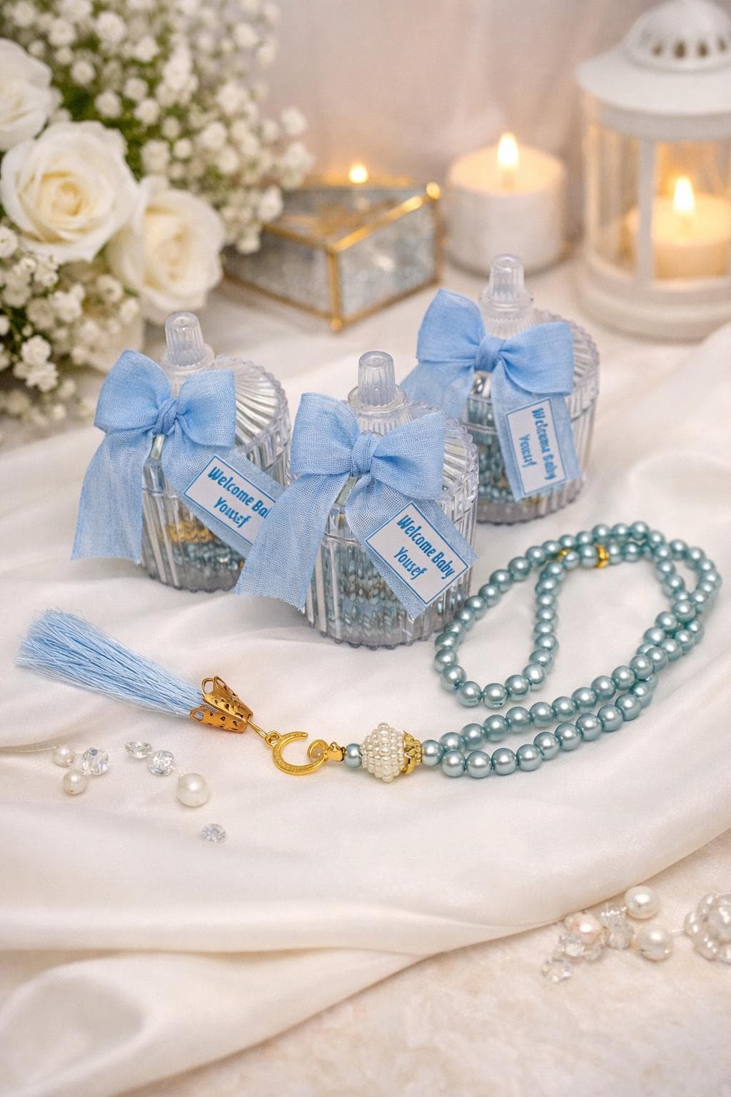 Baby Blue Pearl Tasbeeh: Islamic Baby Shower Favor, Muslim Gift - image 3