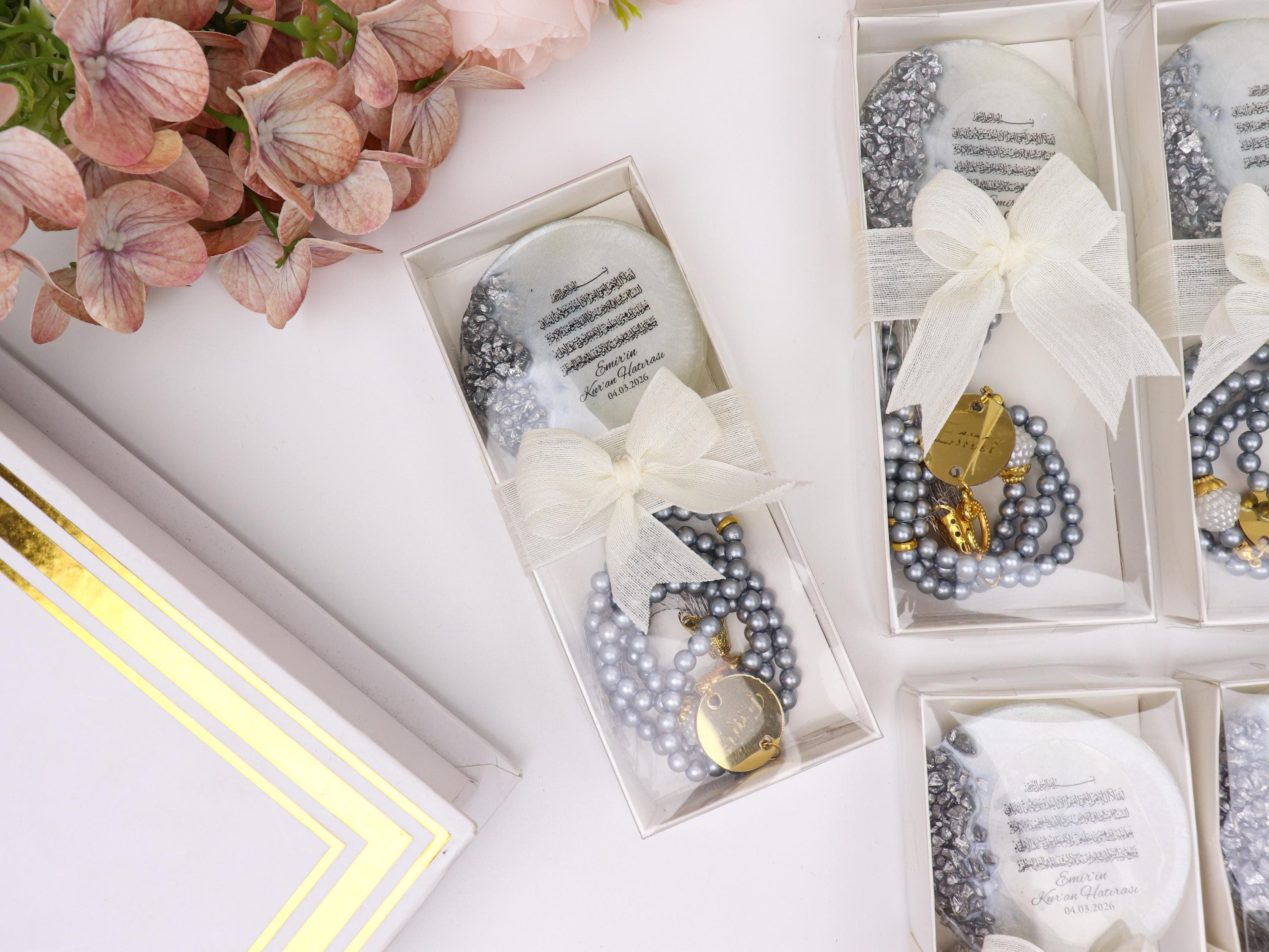 Silver Ayatul Kursi Epoxy Magnet Tasbih Set : Islamic Gifts, Baby Shower, Muslim Wedding Favor - image 4