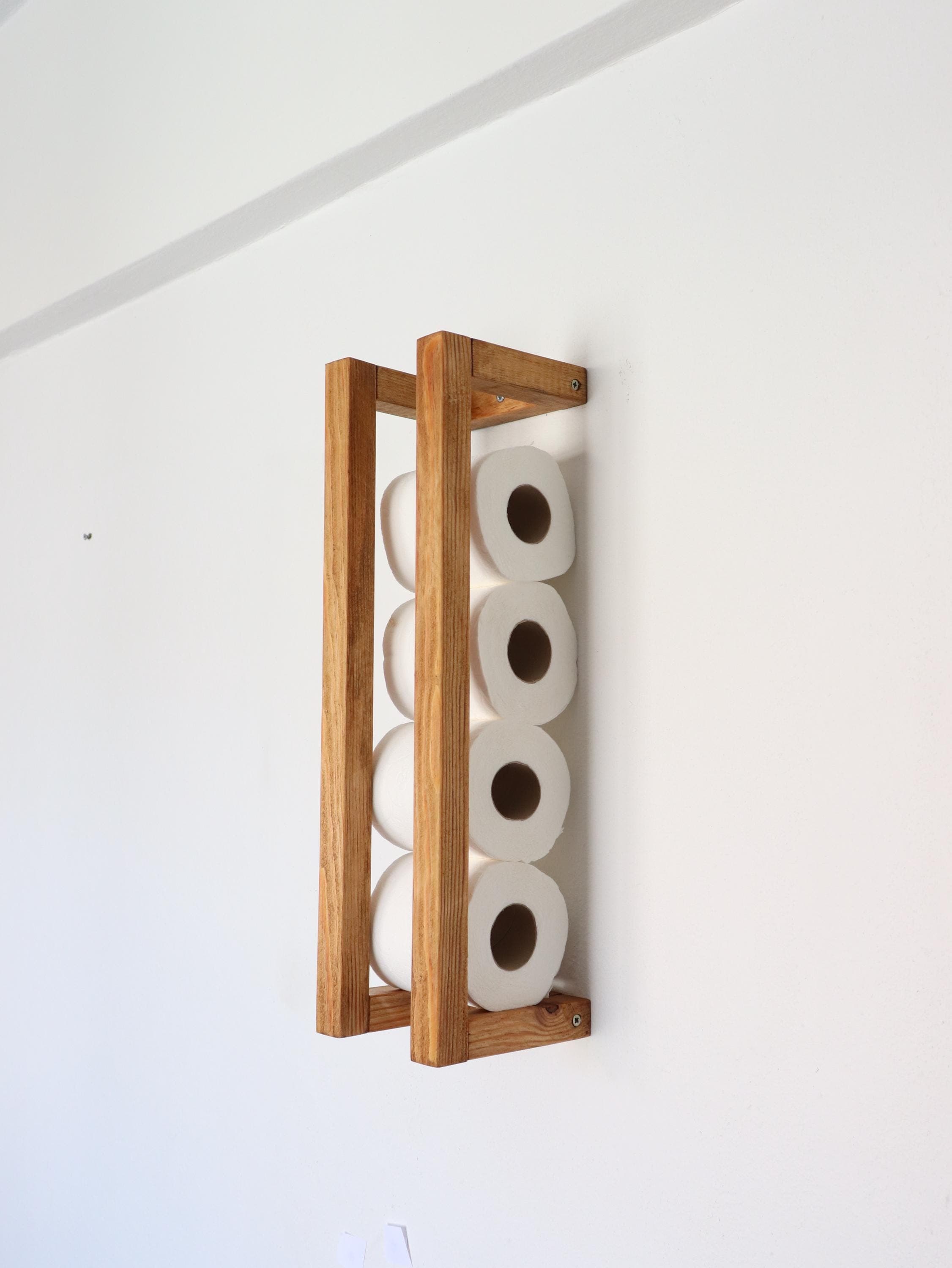 Handmade Rustic Wooden Wall Mount Toilet Paper Holder: Bathroom Decor, Bathroom Storage, Wc roll - image 3