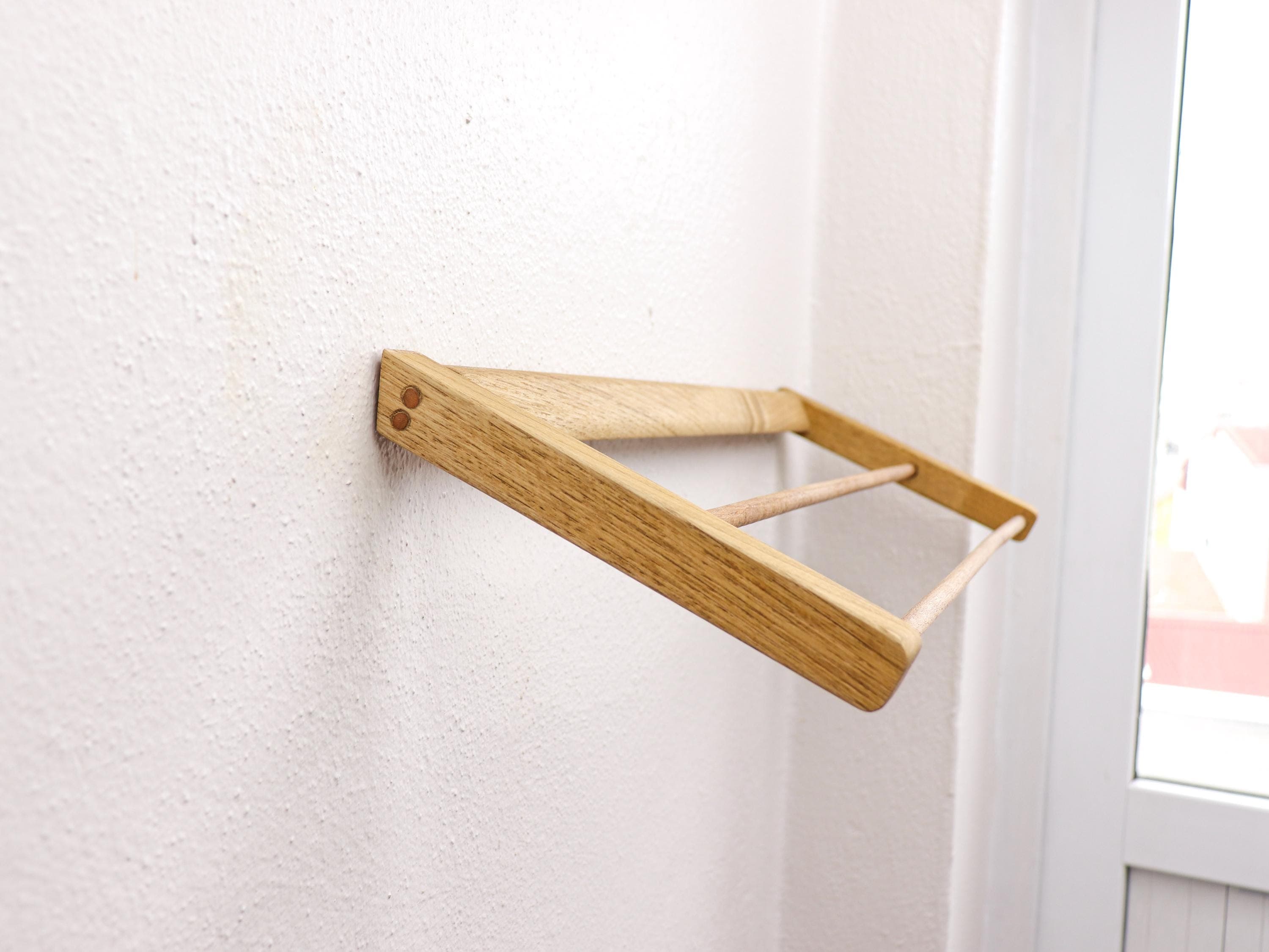 Handmade Chestnut Wood Towel Hanger, Slanted Wall Mounted Kitchen, Wooden Dishcloth Holder, Modern Organizer - image 5