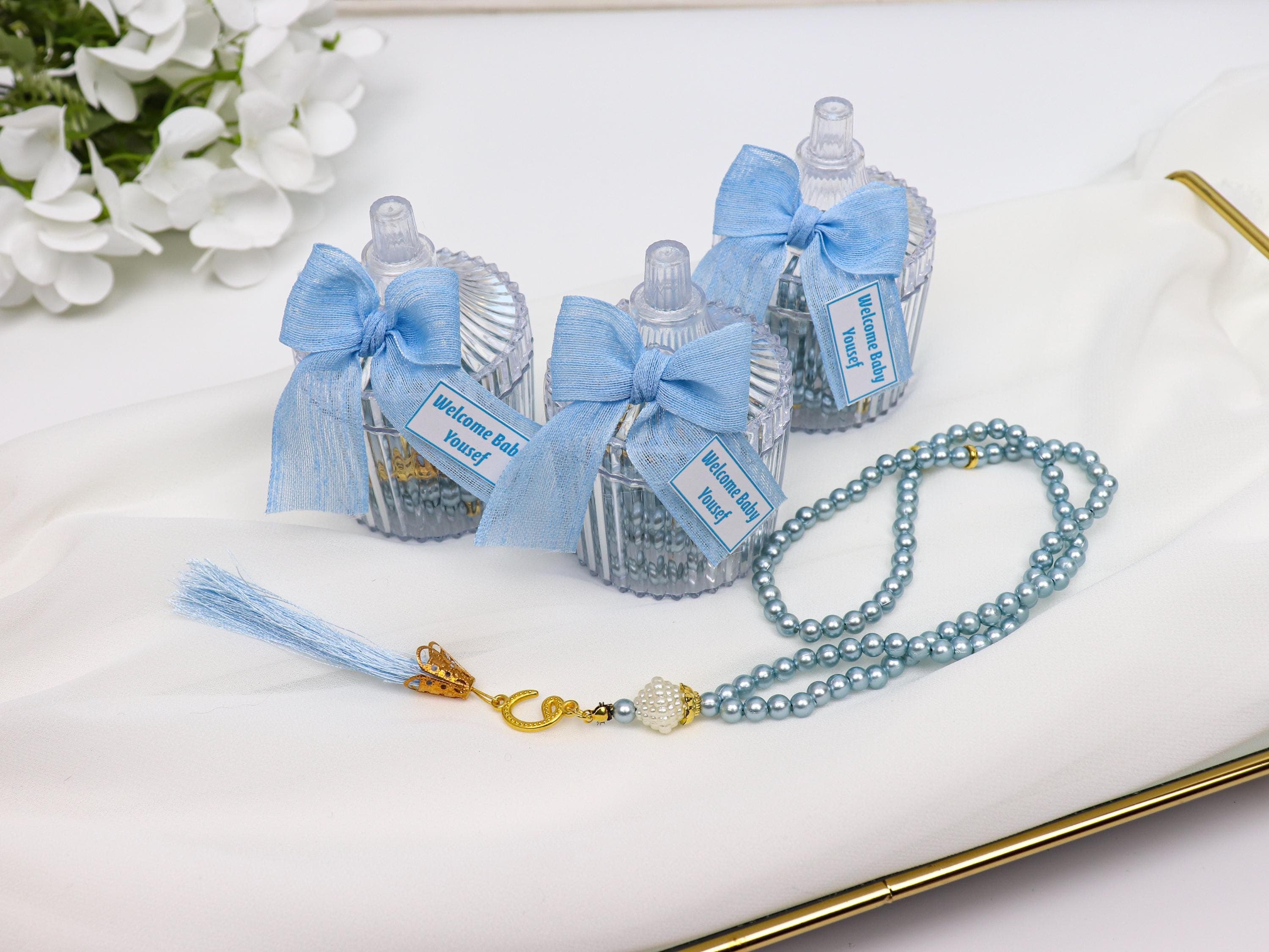 Baby Blue Pearl Tasbeeh: Islamic Baby Shower Favor, Muslim Gift - image 4