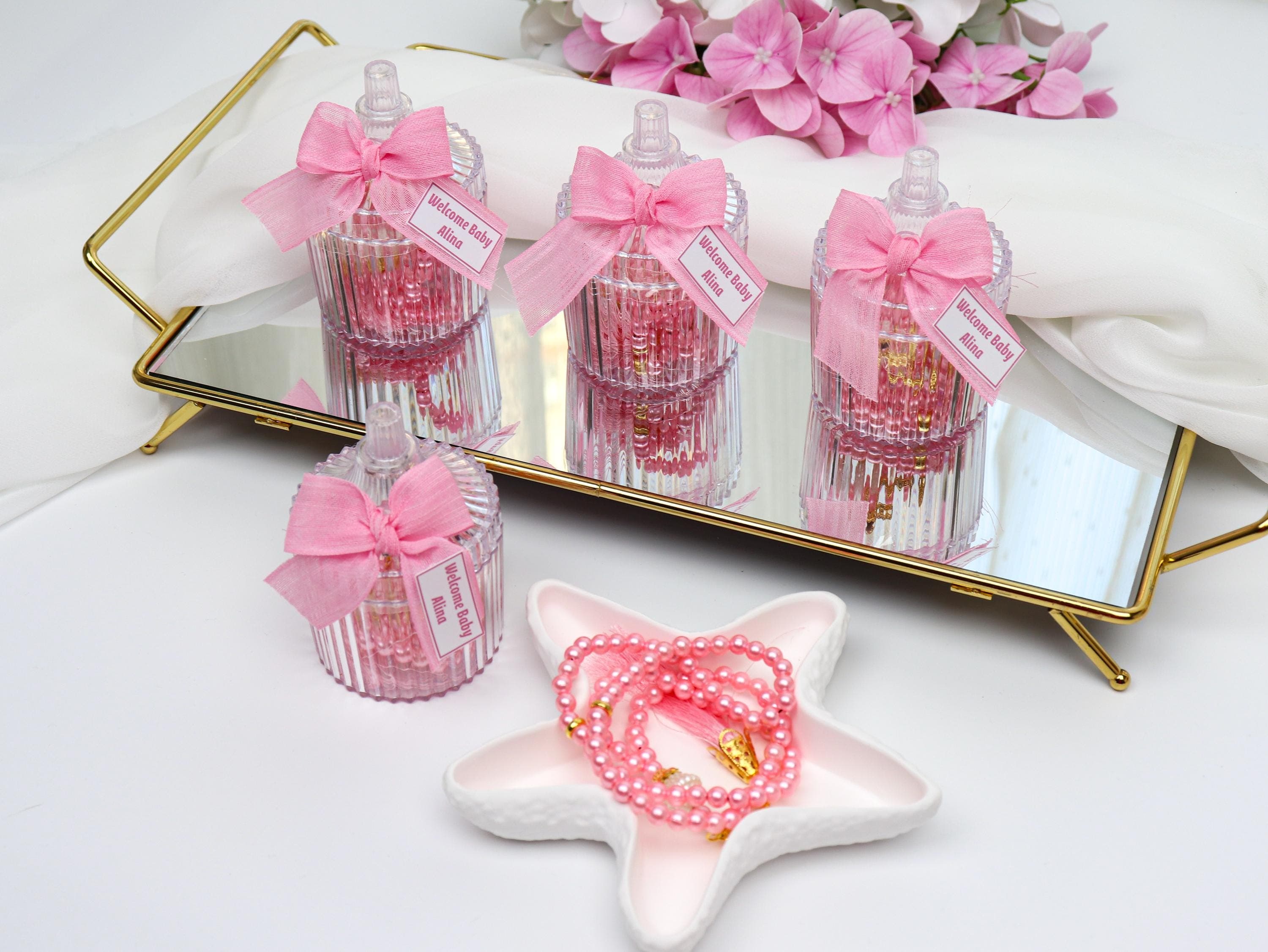 Custom Pink Pearl Tasbeeh: Welcome Baby Shower Favor for Girl, Islamic Gifts, Prayer Beads - image 5