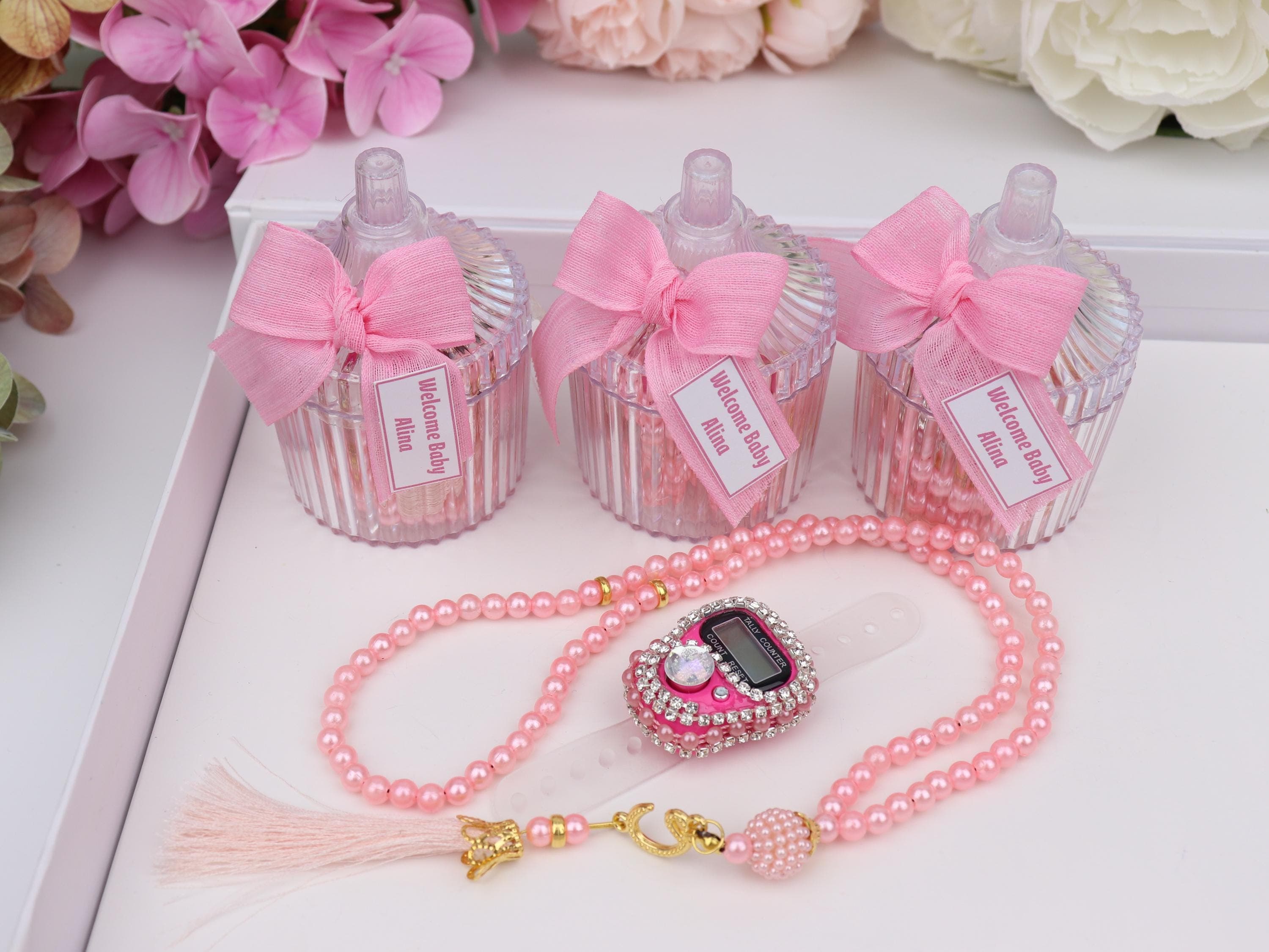 Pink Pearl Tasbih, Digital Finger Counter: Welcome Baby Shower Favor, Muslim Gift, Islamic Gifts - image 5