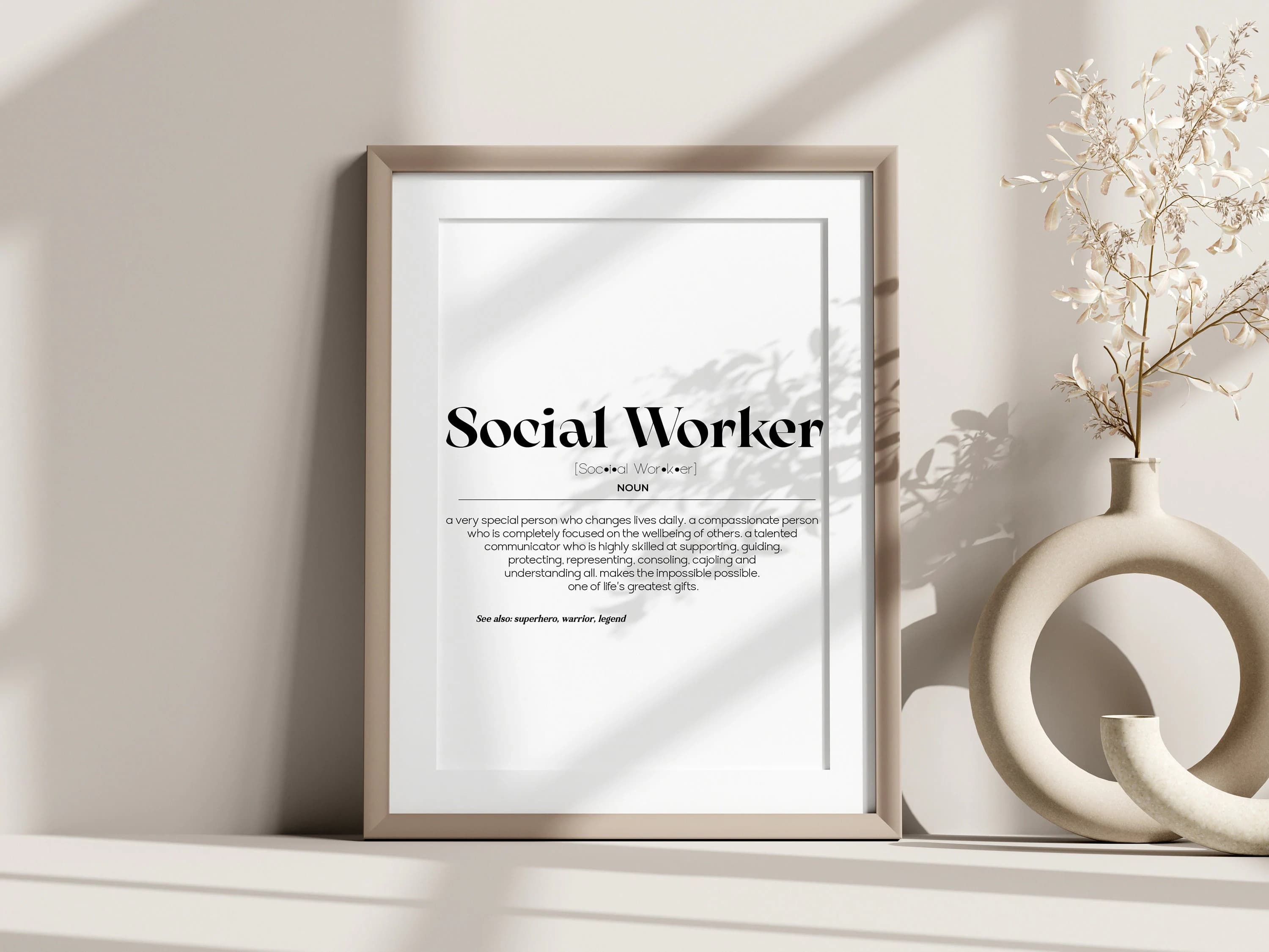 Social Worker Definition Print, Minimalist Wall Art (Digital Download)