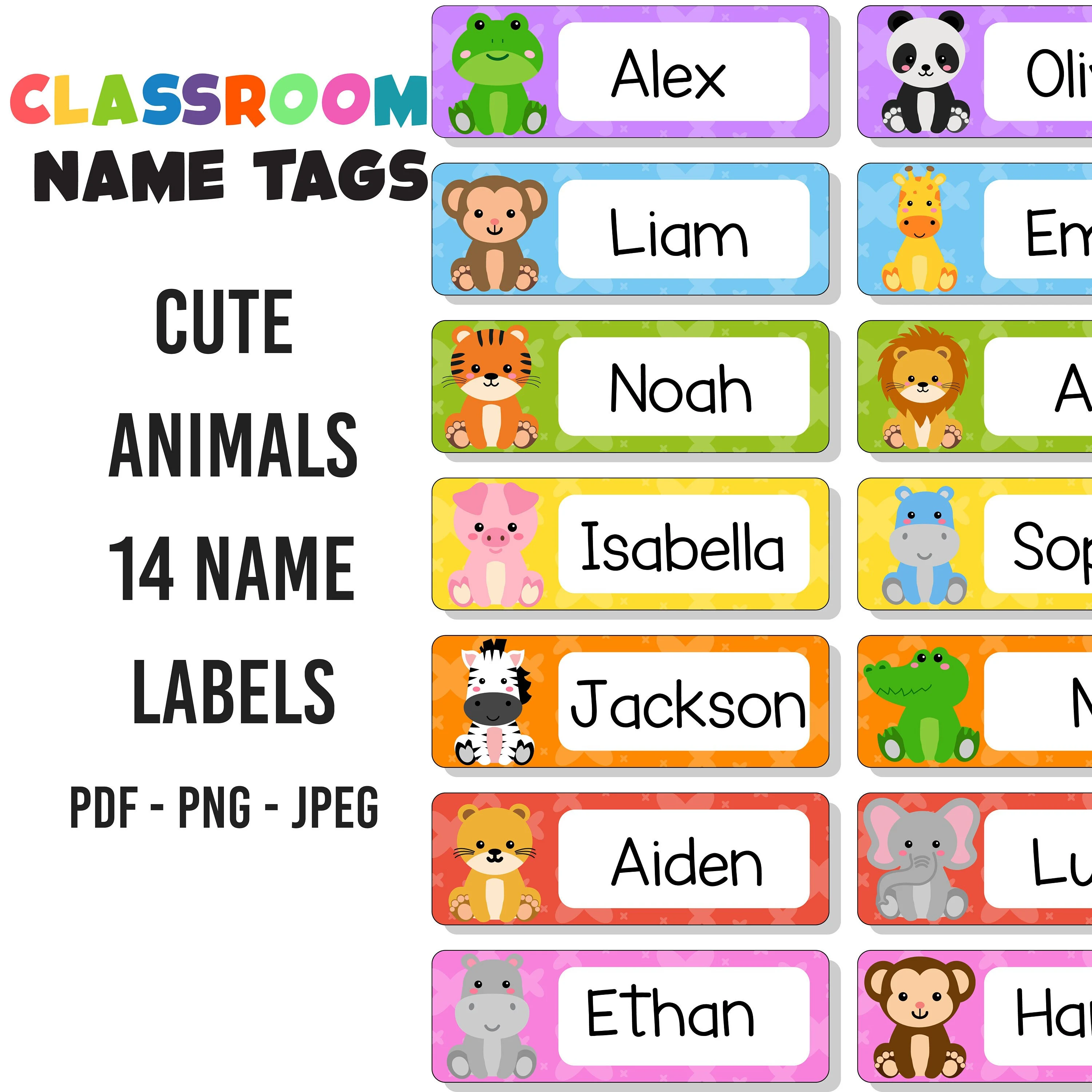 Animal Classroom Name Tags | Printable, Editable (PDF)