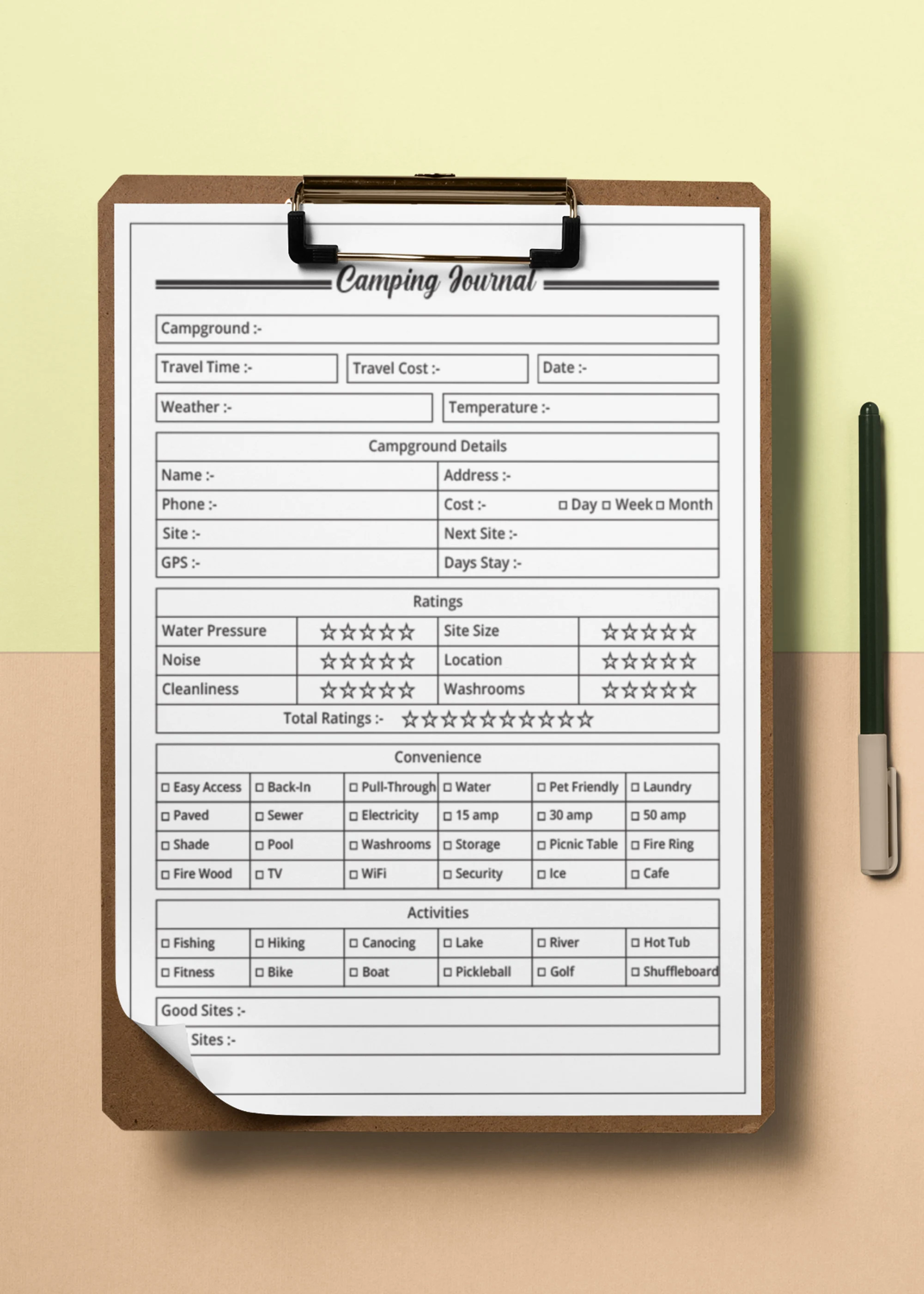 Camping Journal RV Logbook | Trip Planner, Checklist (Digital Download) - image 3