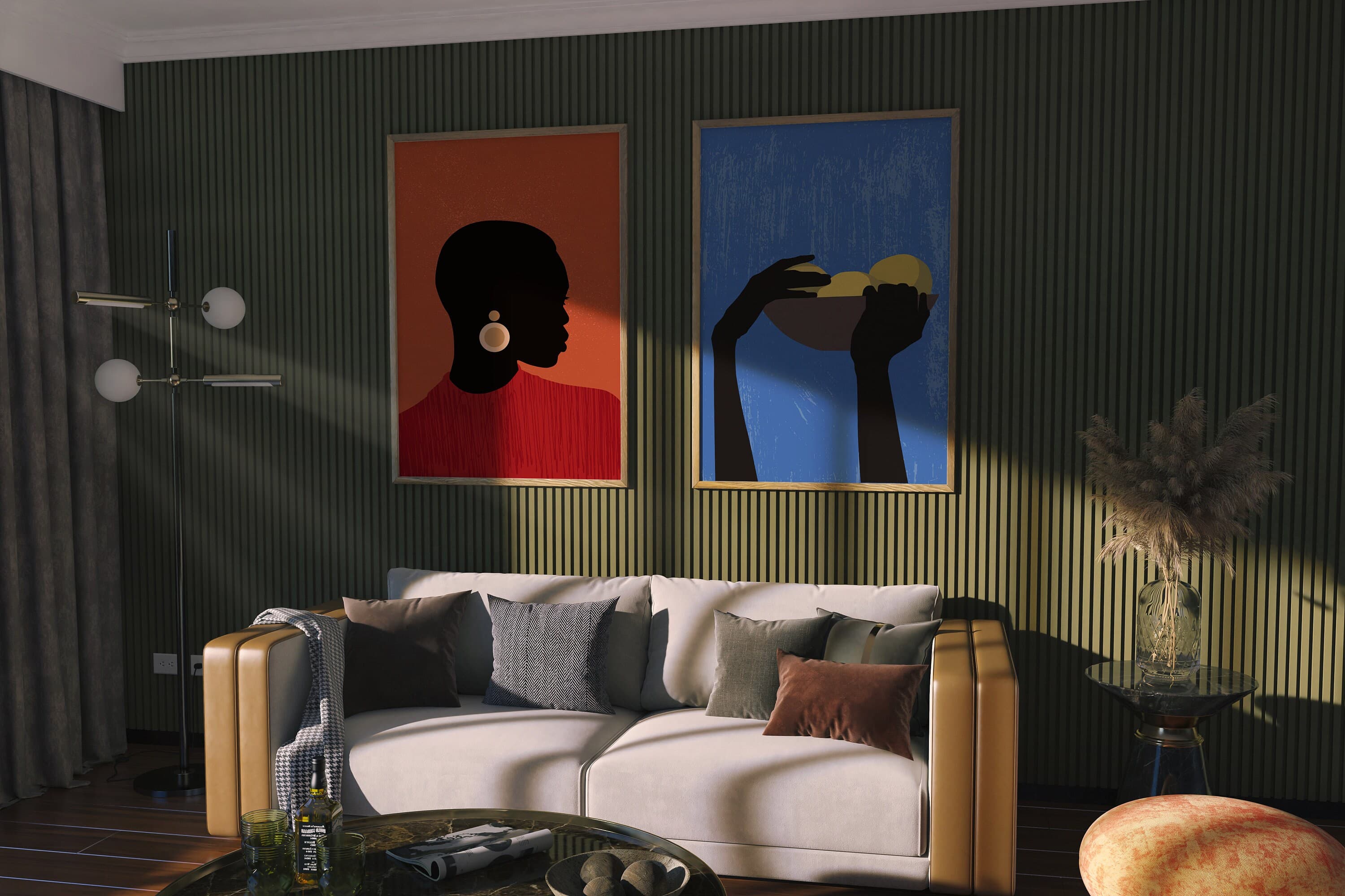 Set Of 2 African American Wall Art, Afro Bohemian Decor, Modern Afro Print Set, Abstract Ethnic Triptych, African Girls Poster, African Gift - image 4