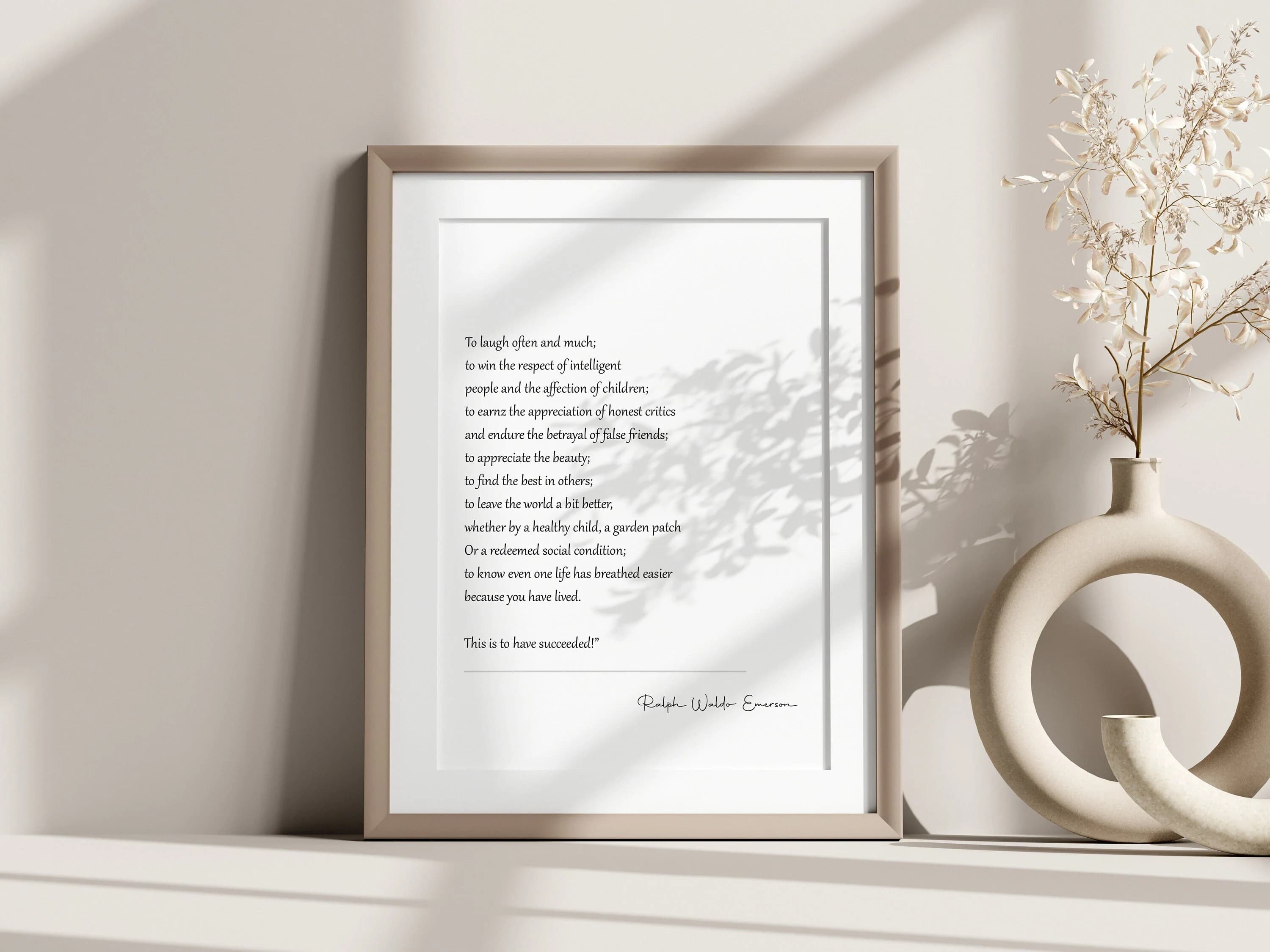 Ralph Waldo Emerson Quote Print | Inspirational Wall Decor (Digital Download)
