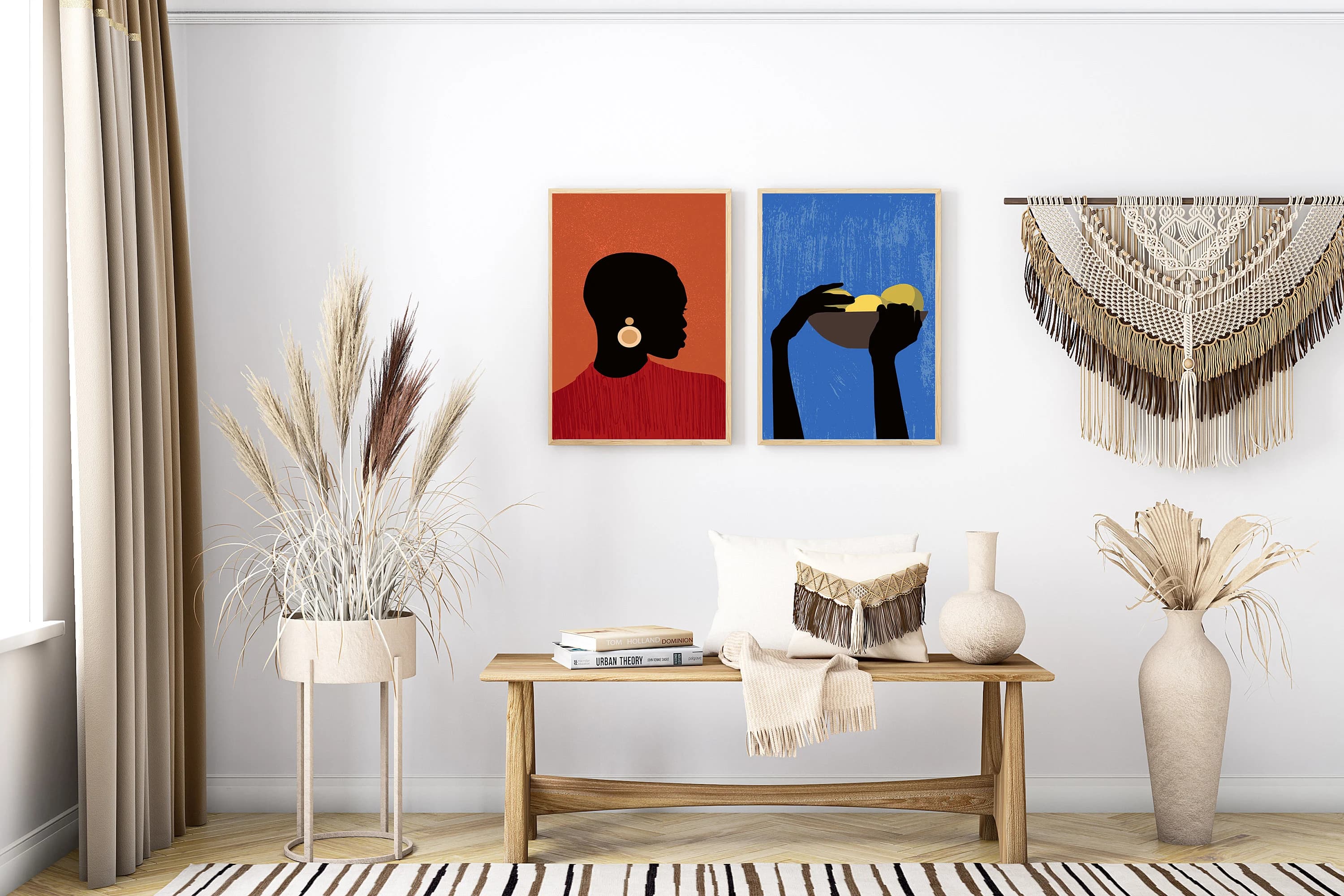 Set Of 2 African American Wall Art, Afro Bohemian Decor, Modern Afro Print Set, Abstract Ethnic Triptych, African Girls Poster, African Gift - image 3
