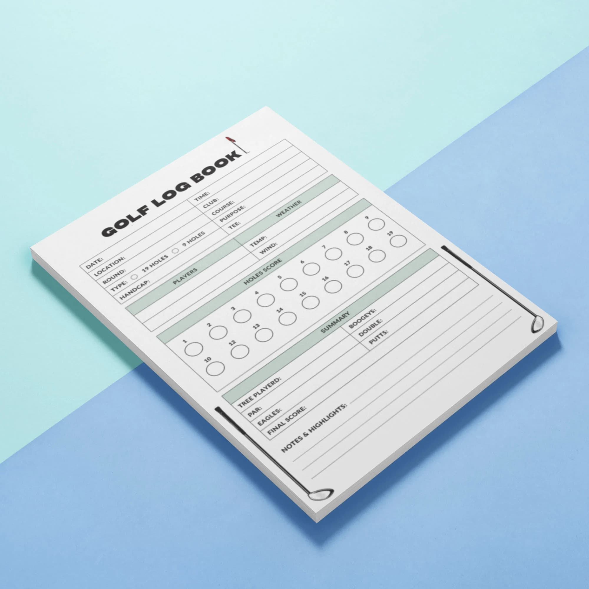 Golf Scorecard Log Book Template, Printable PDF - image 5