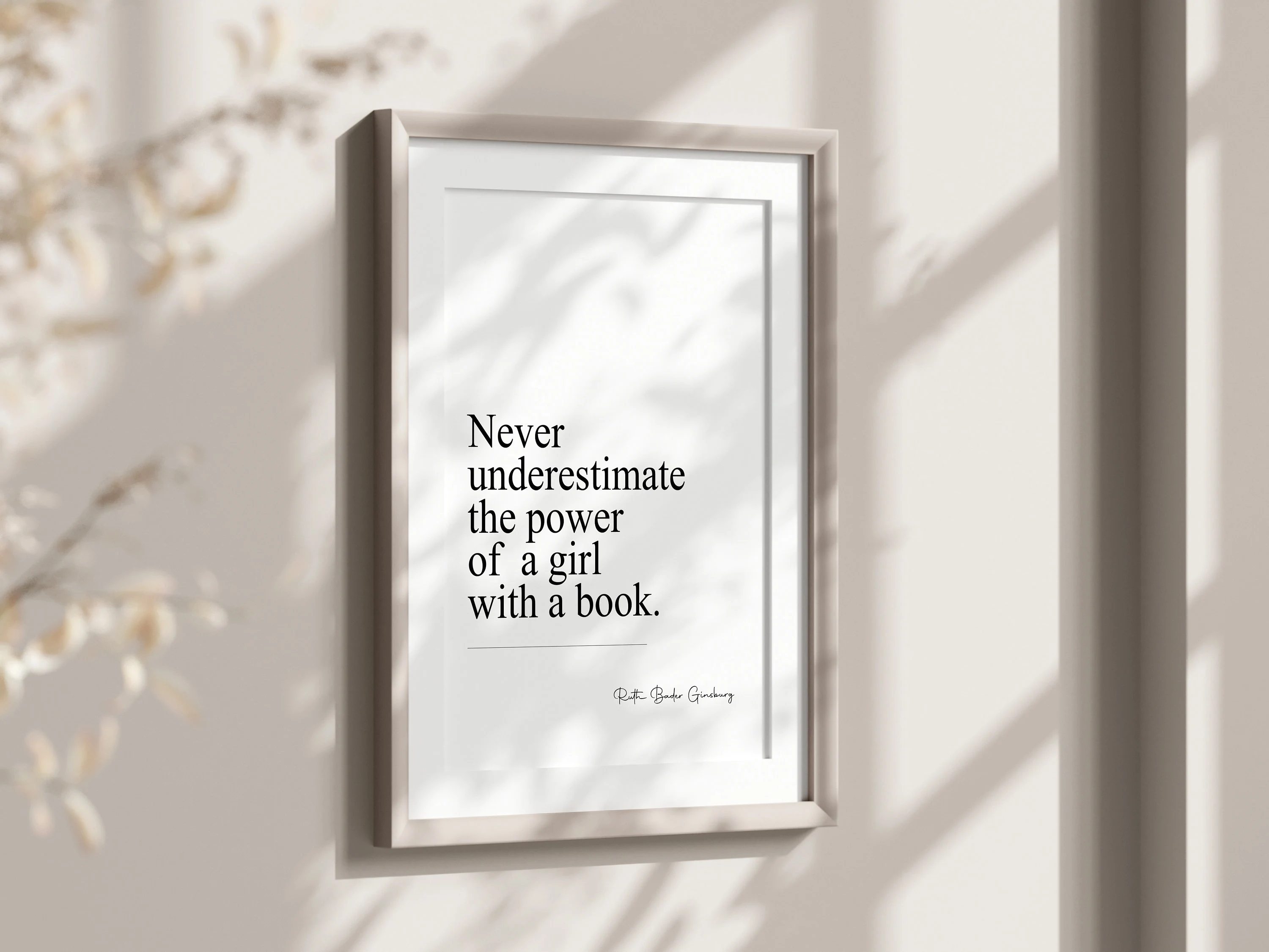Ruth Bader Ginsburg Quote Print, Girl With a Book, Wall Art (Digital Download) - image 3