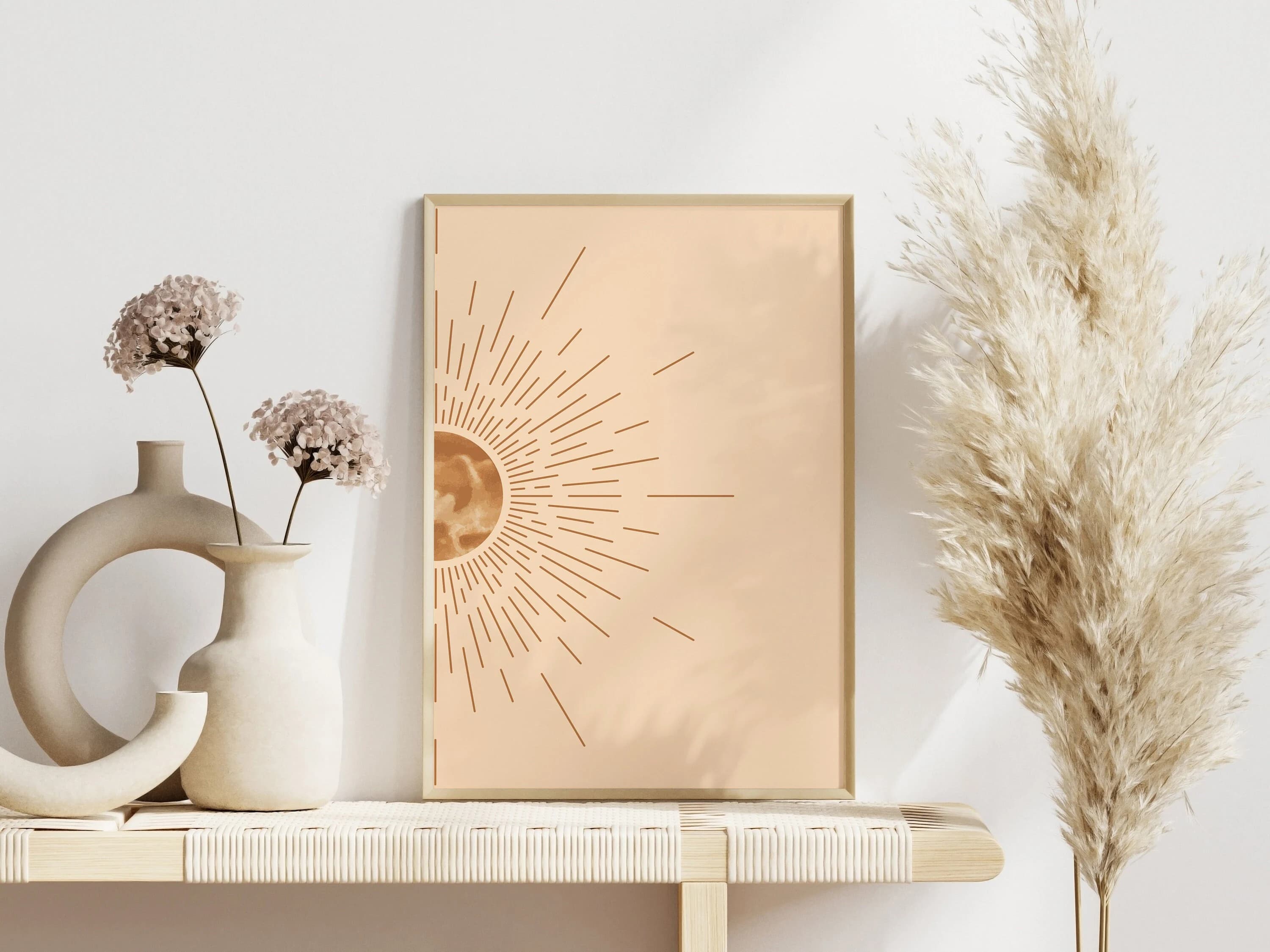 Sun Burst Illustration, Mid Century Modern Abstract Art (Digital Download)