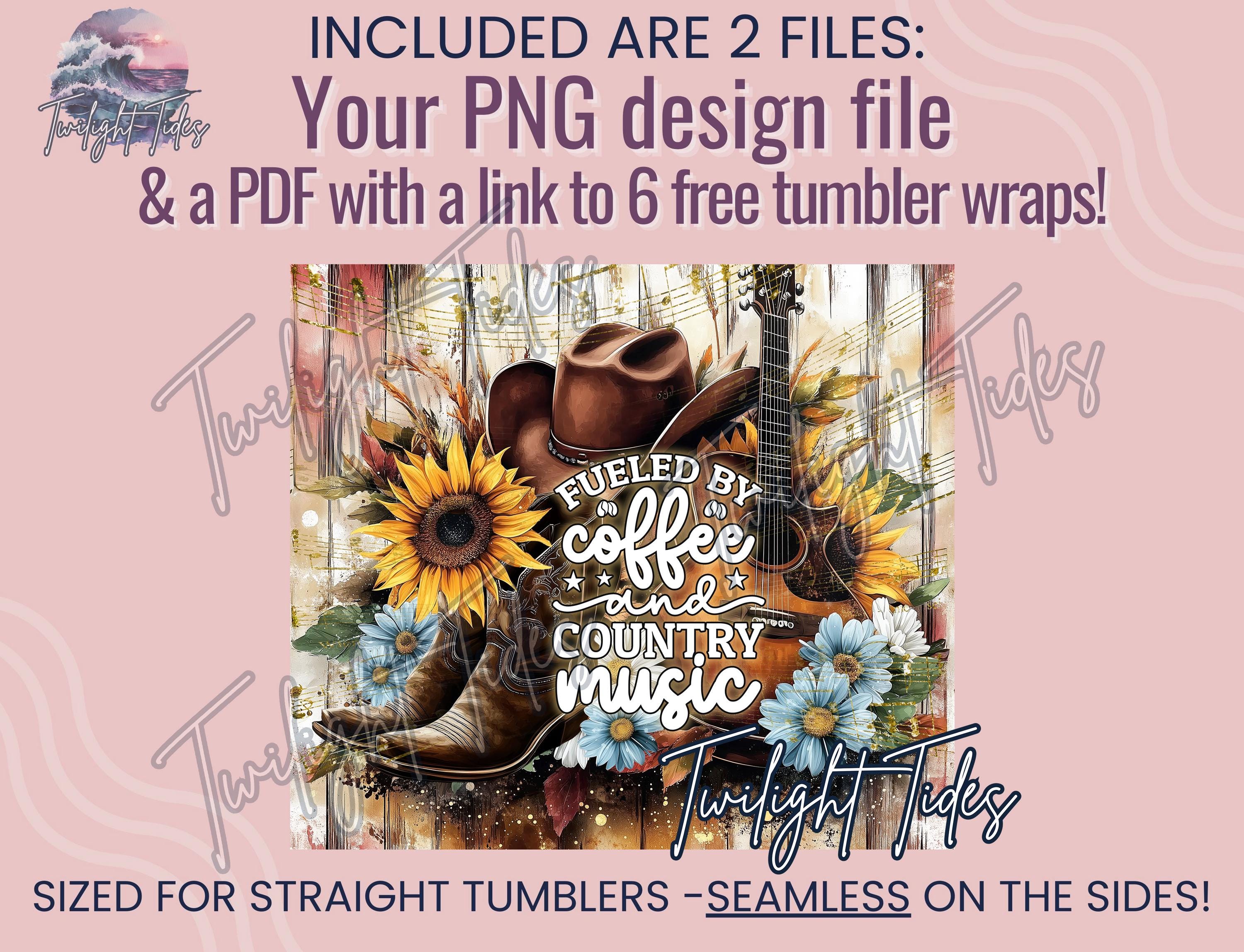 Fueled by coffee and country music 20 oz Skinny Tumbler Sublimation Design, Digital Download PNG Instant Download Seamless Tumbler Wrap - image 4
